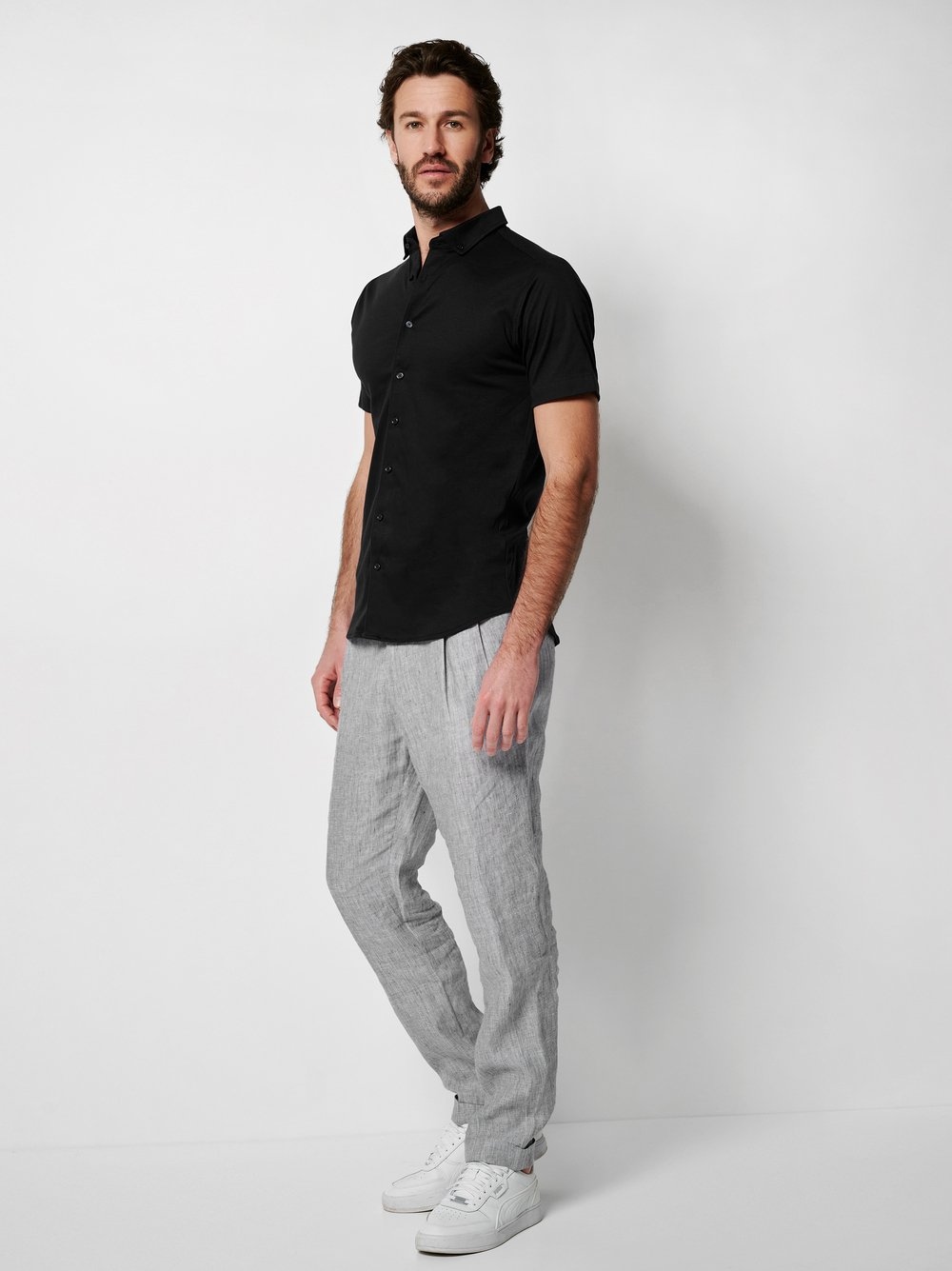 DESOTO Kurzarmhemd »Jerseyhemd Casual Modern Button Down halbarm« Flexibler Stretch