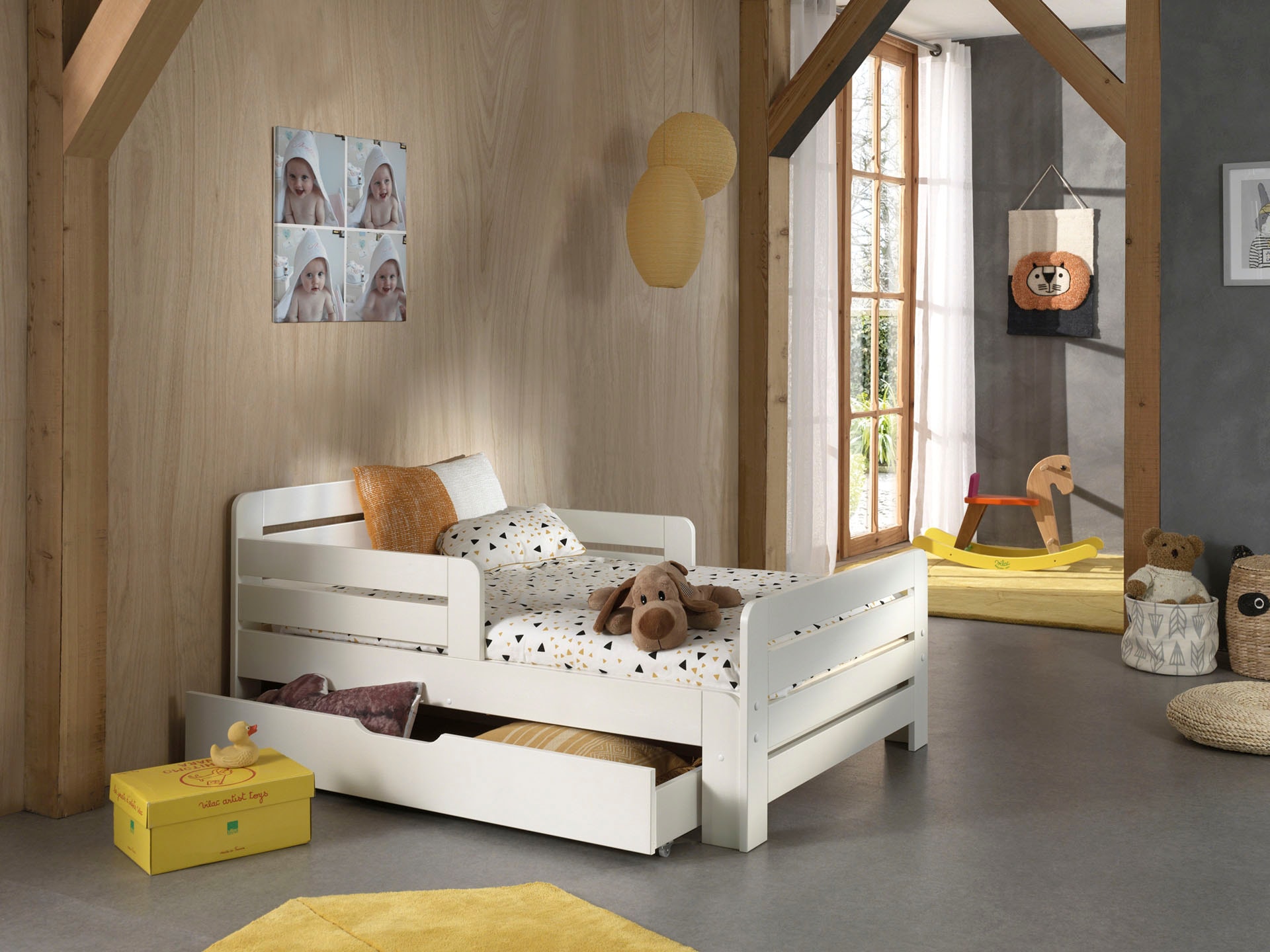 Einzelbett, (Packung), Kinderbett, Länge 140 bzw. 160 und 200 cm, in Weiß oder Grau...