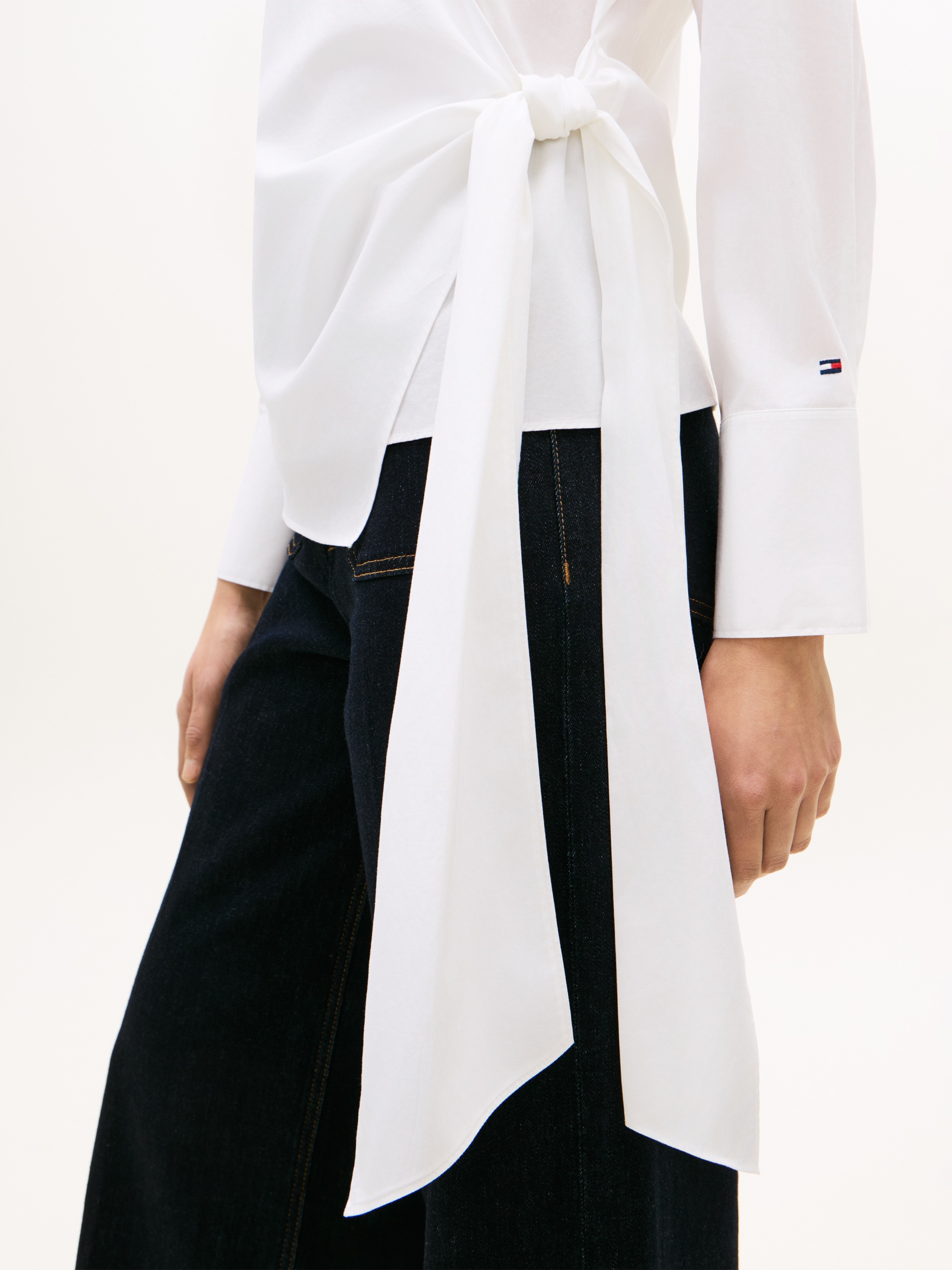 Tommy Hilfiger Langarmbluse »POPLIN KNOT BLOUSE WITH LS« mit Wickeloptik