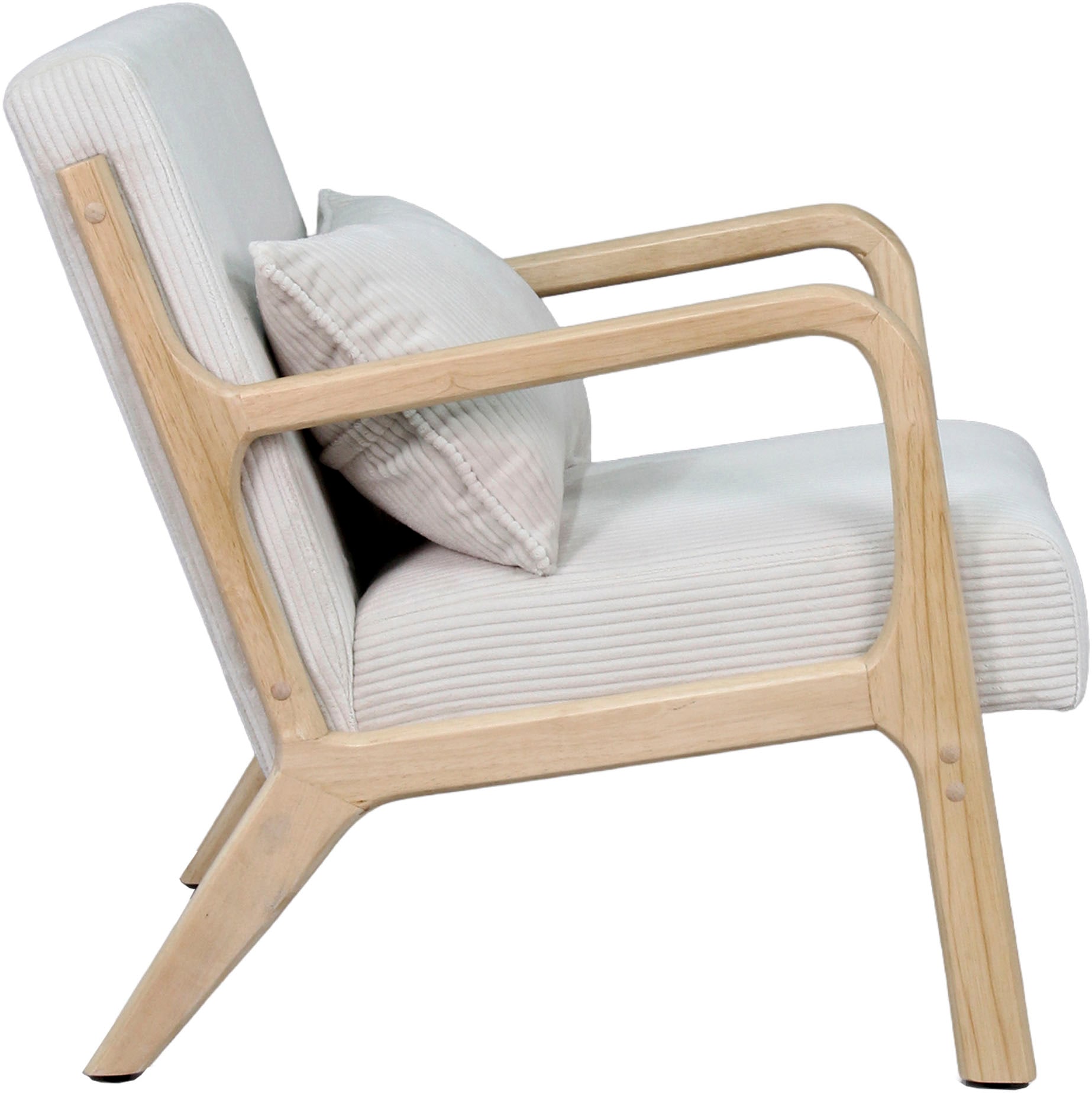 byLIVING Sessel »NOHR« Grob-Cord, Gestell Massivholz Rubberwood, Separates Zierkissen