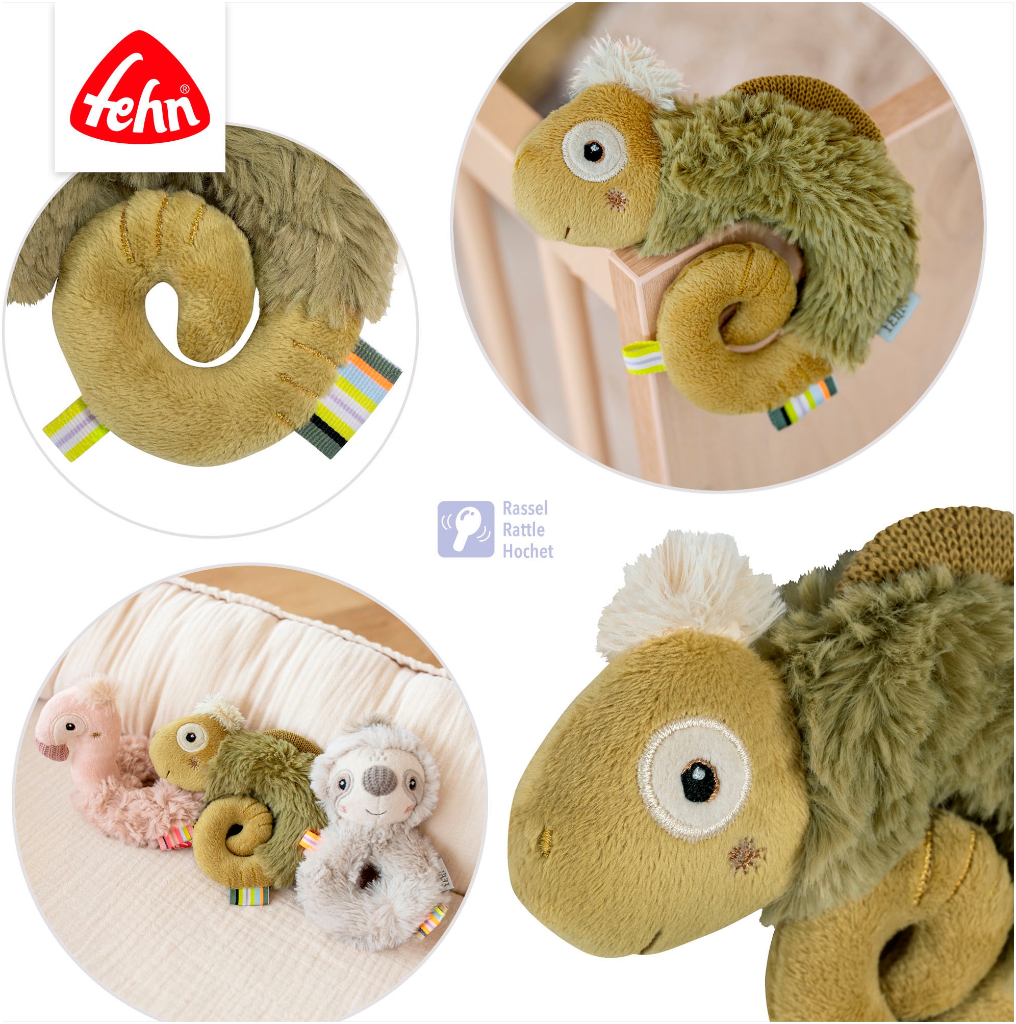 Fehn Greifspielzeug »Lazy, Crazy & Pink, Ring-Greifling Chamäleon«