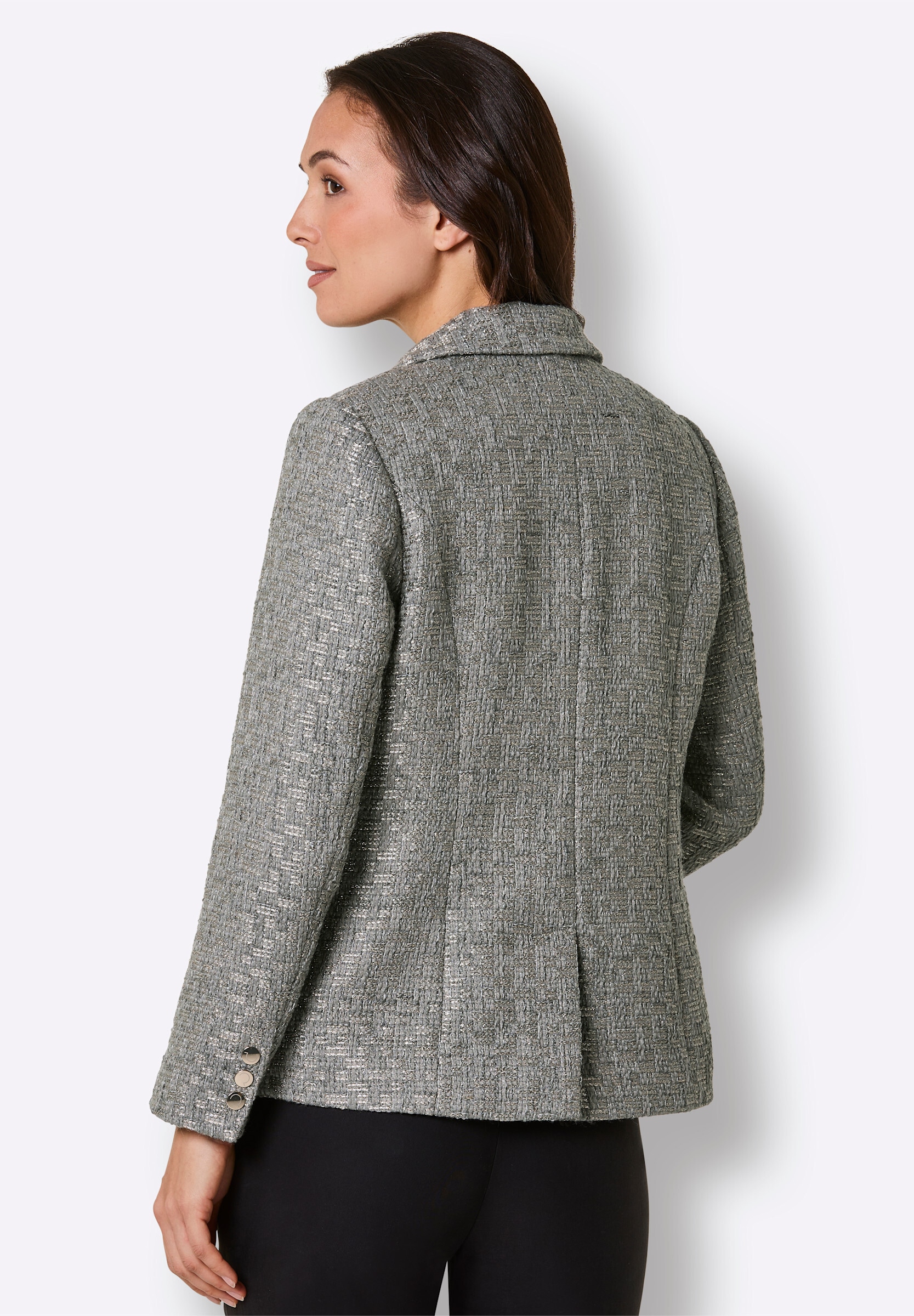 creation L Blusenblazer »Woll-Mix-Blazer Bouclé-Blazer mit schräger Kante«