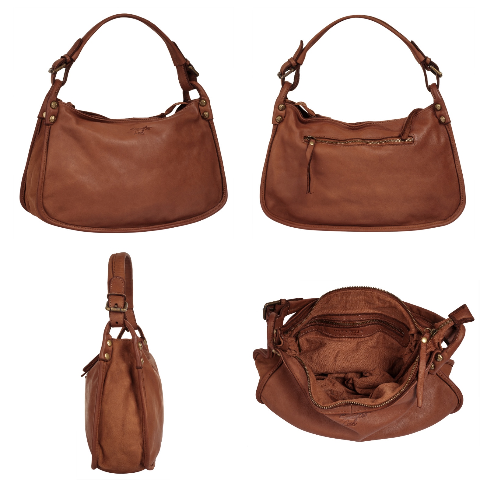 Samantha Look Henkeltasche, echt Leder, Made in Italy