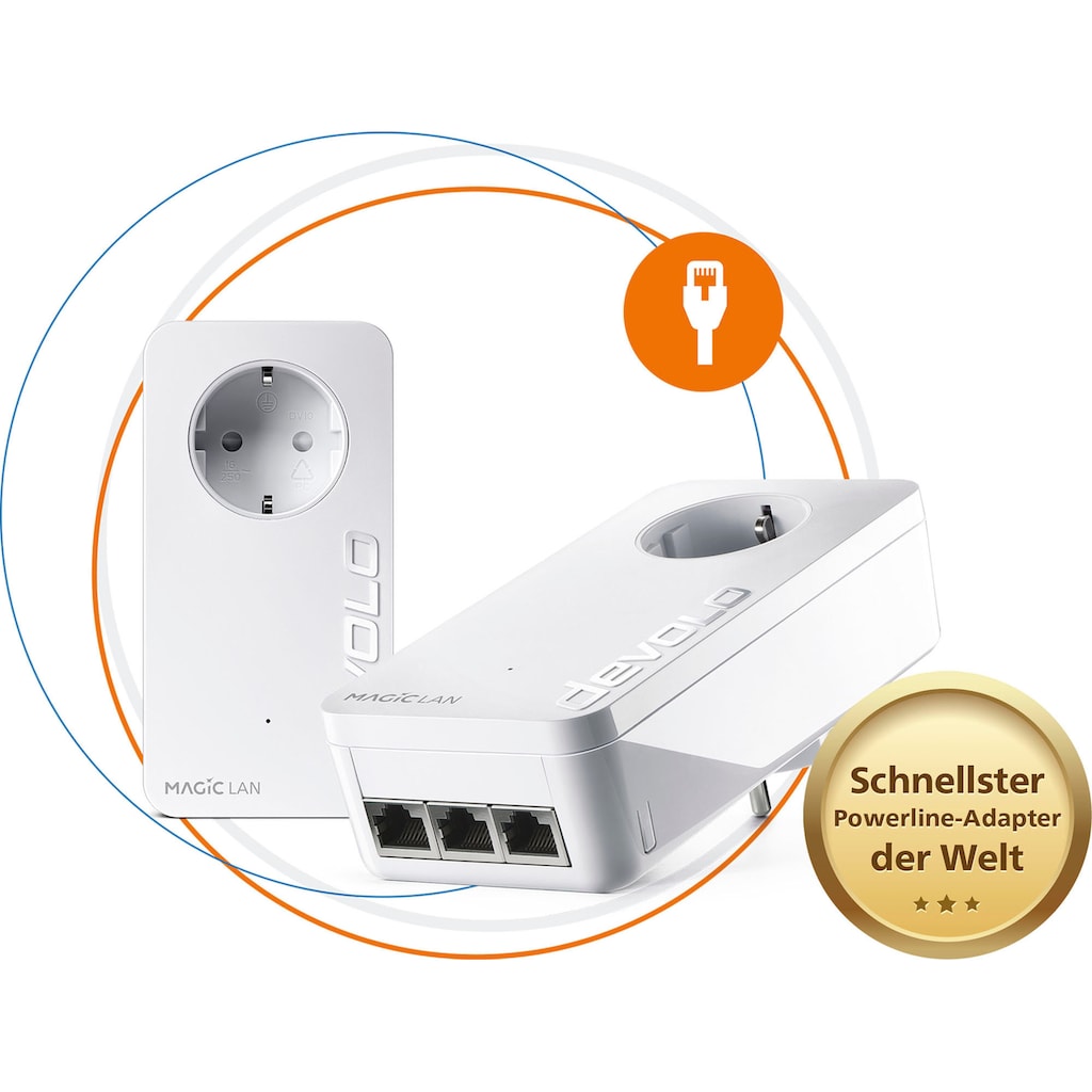 DEVOLO LAN-Router »Magic 2 LAN triple Starterkit (2400Mbit, 4x GbitLAN, Heimnetz)«