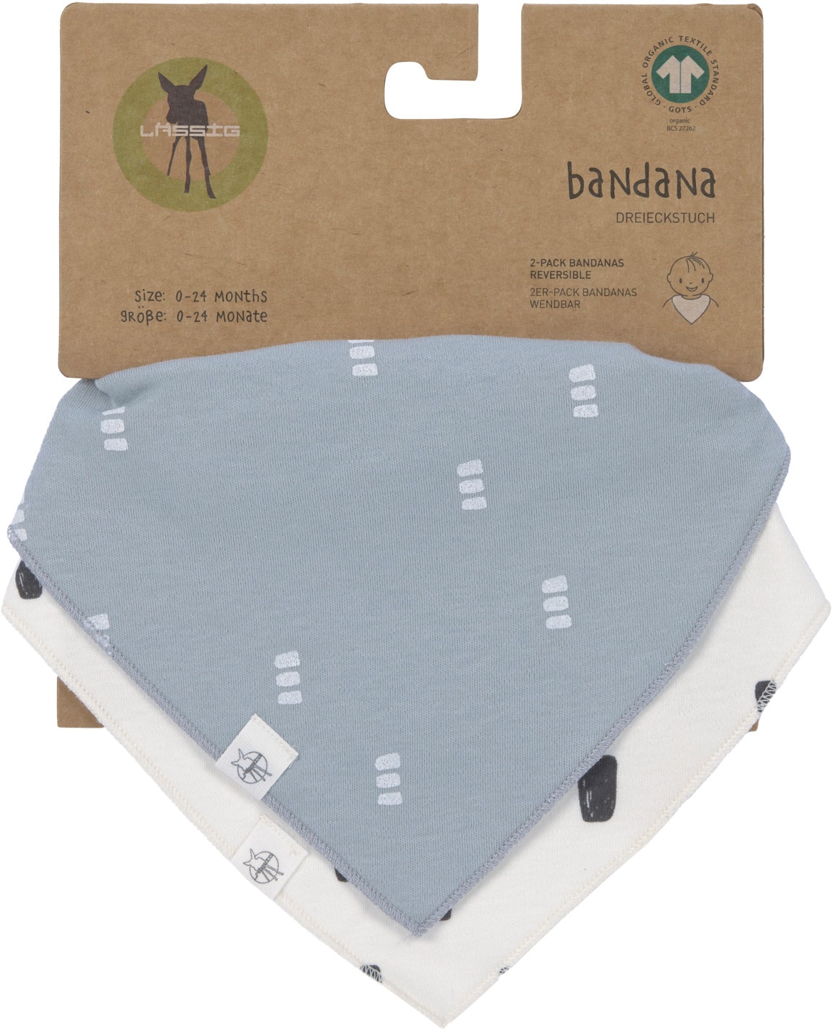 Dreieckstuch »Interlock Bandana, blue/milk«, (2 St.), für Babys; enthält Bio-Baumwolle
