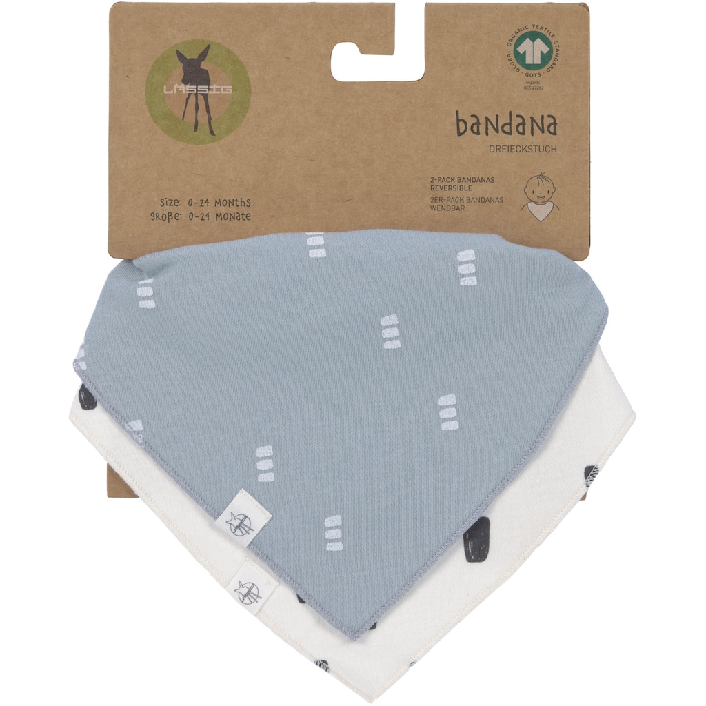 LÄSSIG Dreieckstuch »Interlock Bandana, blue/milk«, (2 St.), für Babys; enthält Bio-Baumwolle