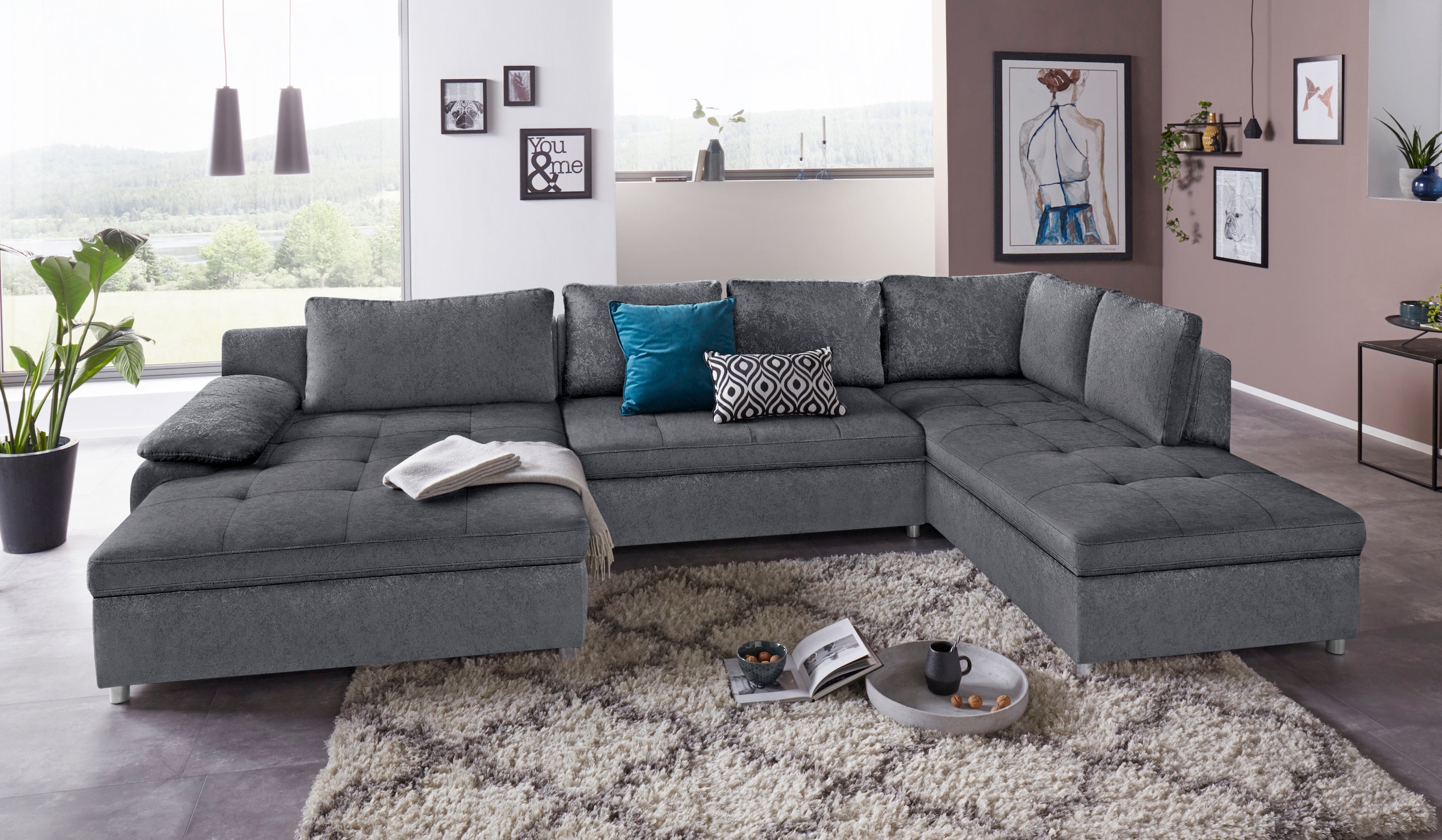 sit&more Wohnlandschaft »Labene U-Form« wahlweise mit Bettfunktion und Bettkasten