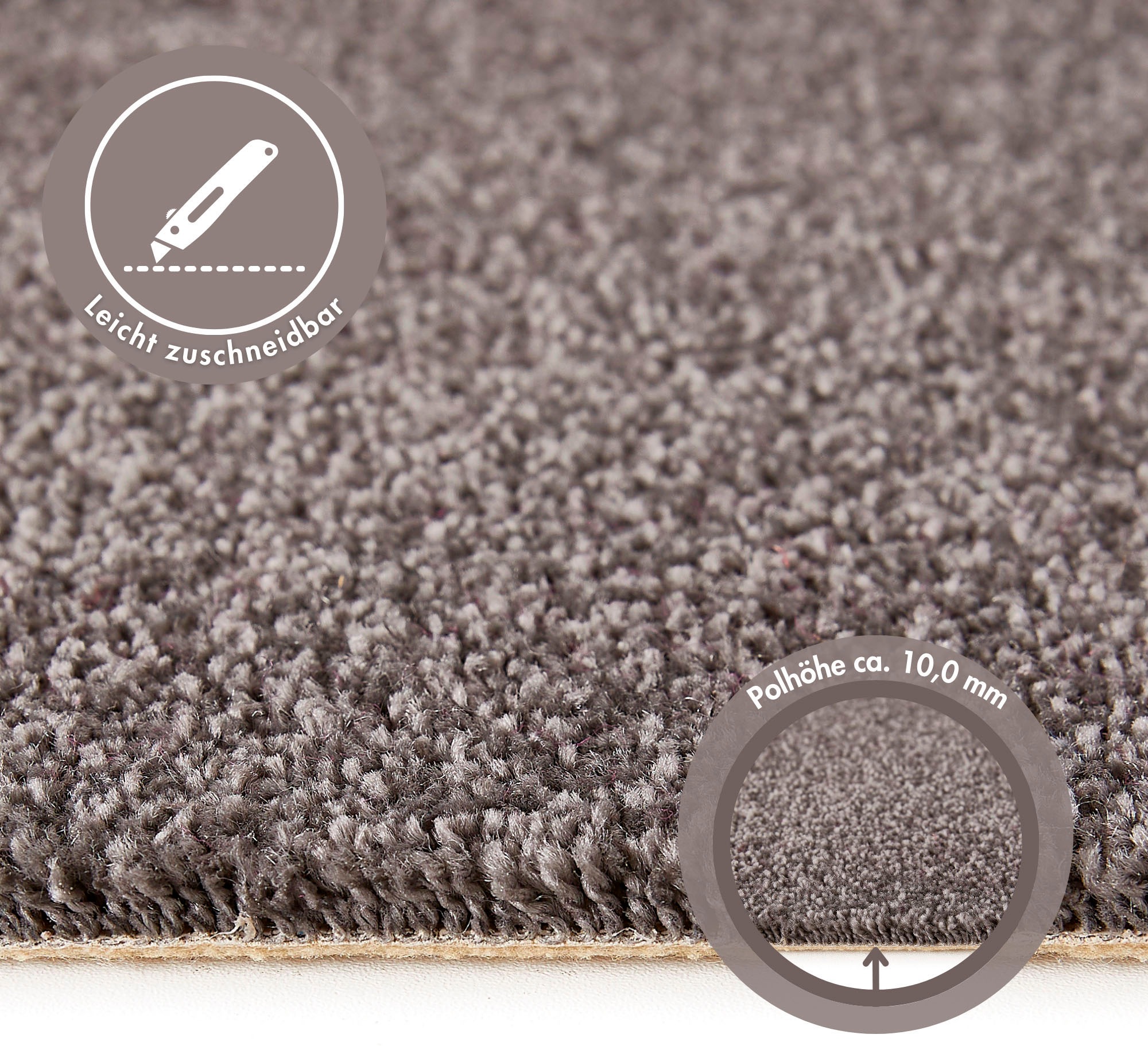Andiamo Teppichboden »Sophie, Frisee-Velours, Made in Netherlands«, rechteckig, 12 mm Höhe, Uni Farben, Breite 400 cm oder 500 cm, strapazierfähig & pflegeleicht
