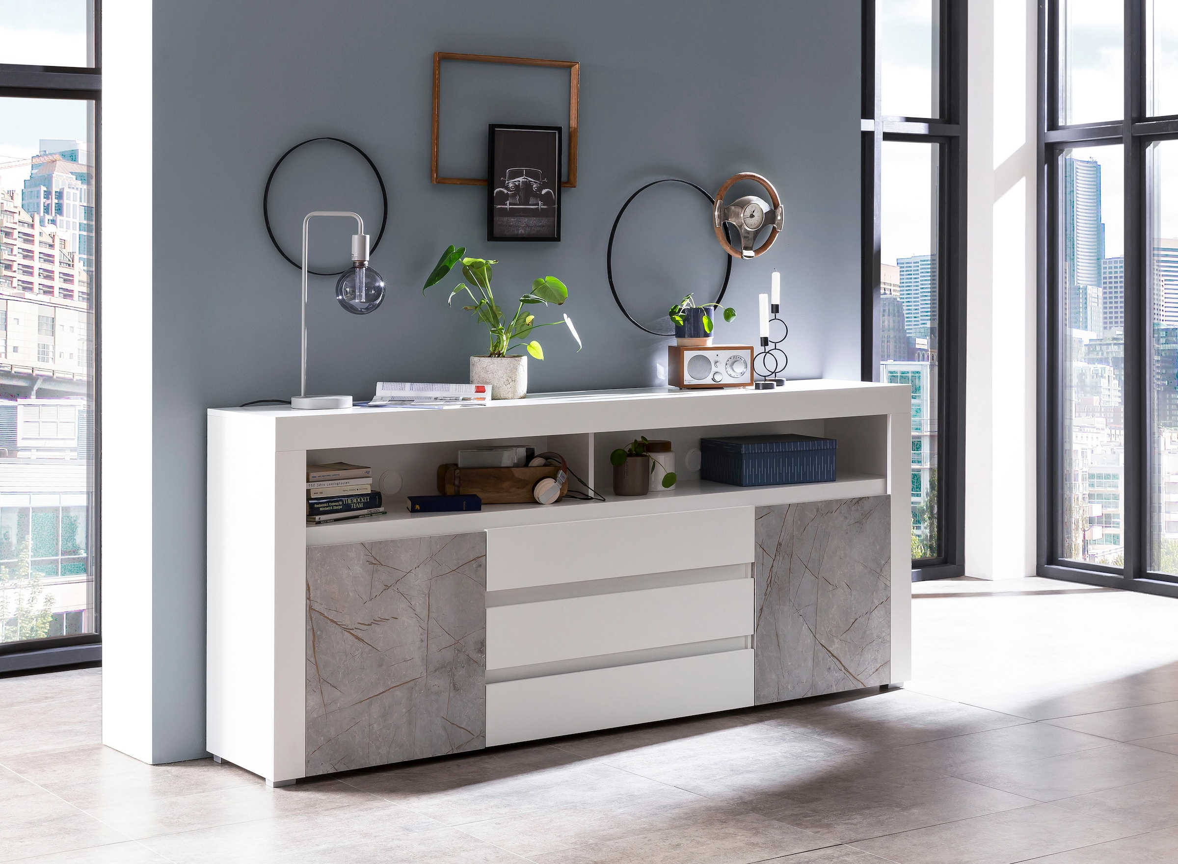 mit kaufen Marble«, Sideboard OTTO Marmor-Optik »Stone edlen Home einem Dekor, bei affaire 200 cm Breite