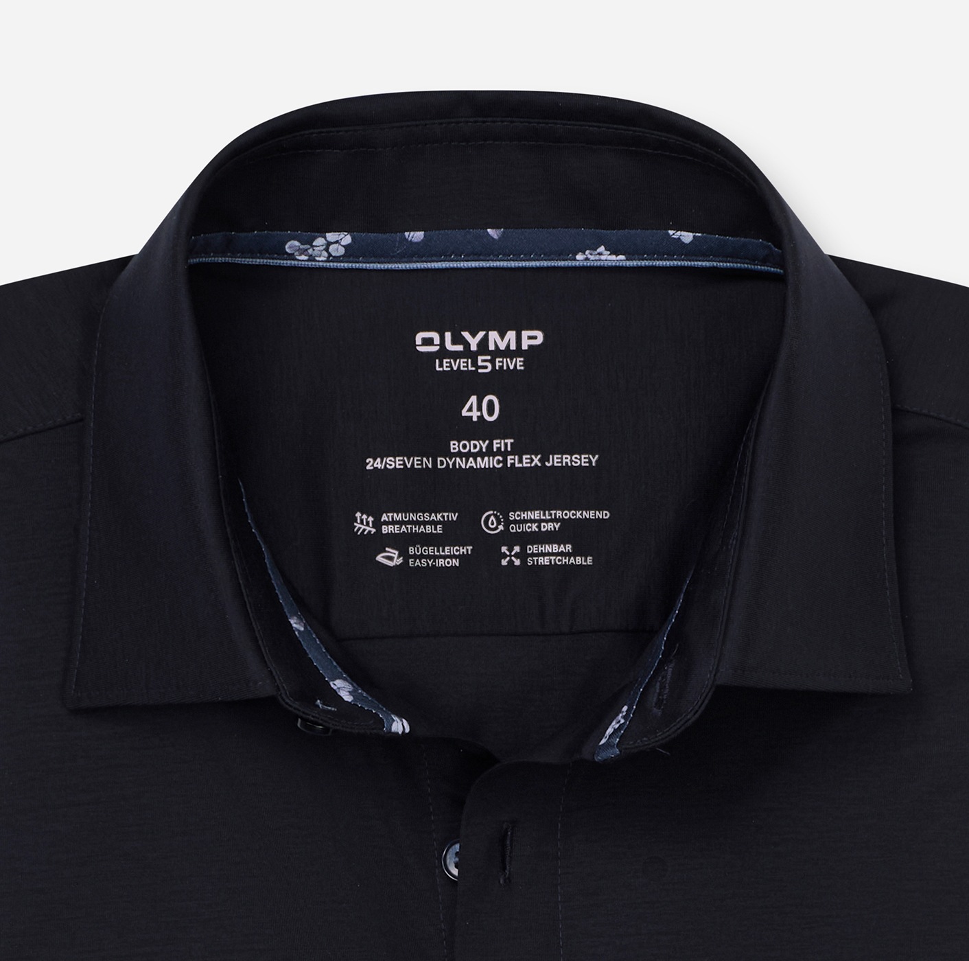 OLYMP Langarmhemd »Level Five 24/Seven« Businesshemd, body fit, Modern Kentkragen, Jersey