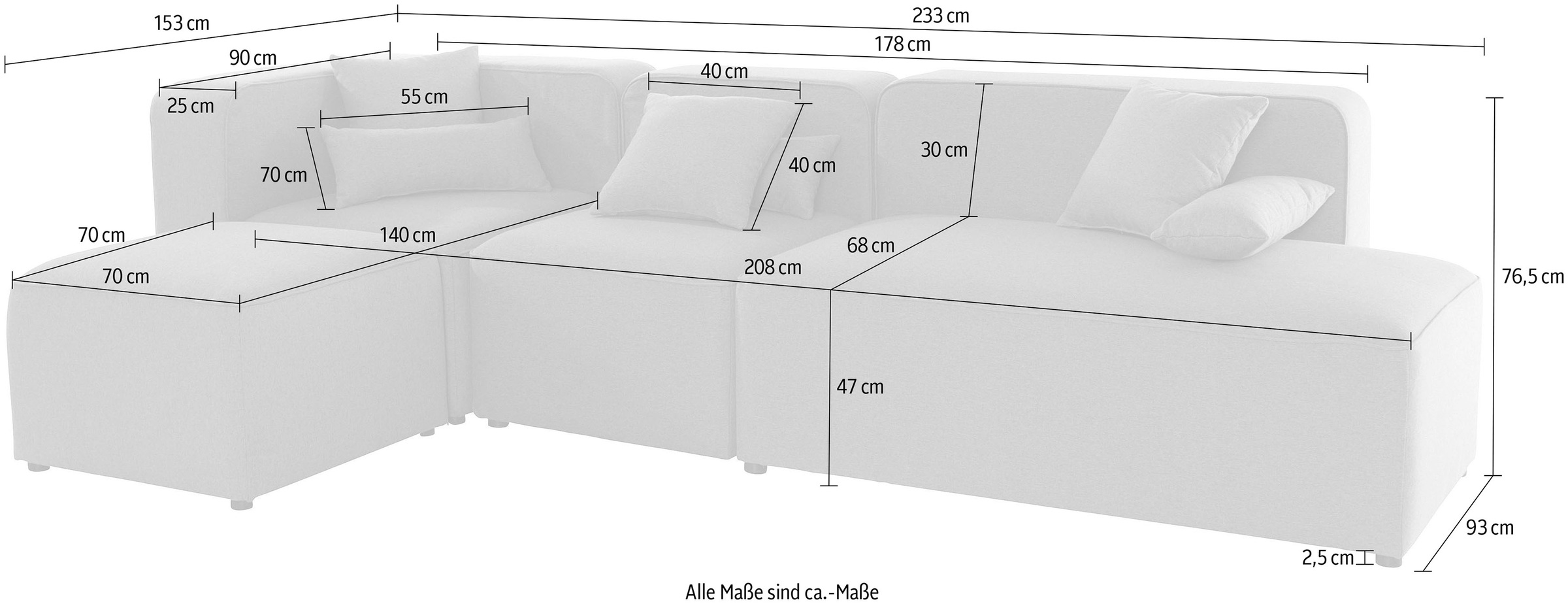 andas Ecksofa »Sundstrup L-Form«, Modulserie, individuelle Zusammenstellung