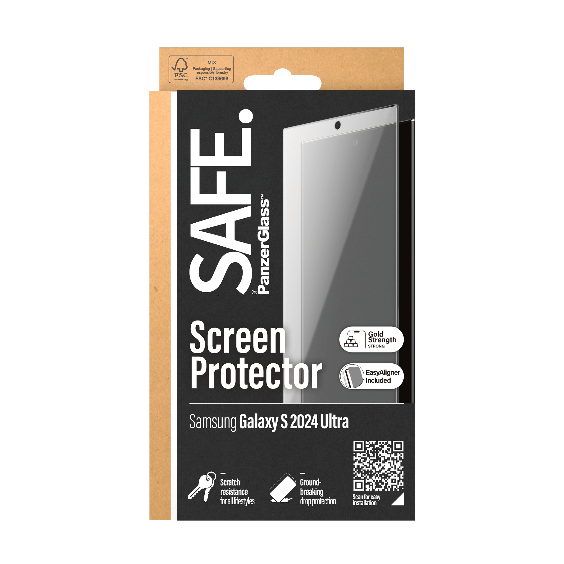 SAFE by PanzerGlass Displayschutzglas »Ultra Wide Fit Screen Protector«, für Samsung Galaxy S24 Ultra, Displayschutzfolie, stoßfest, kratzbeständig