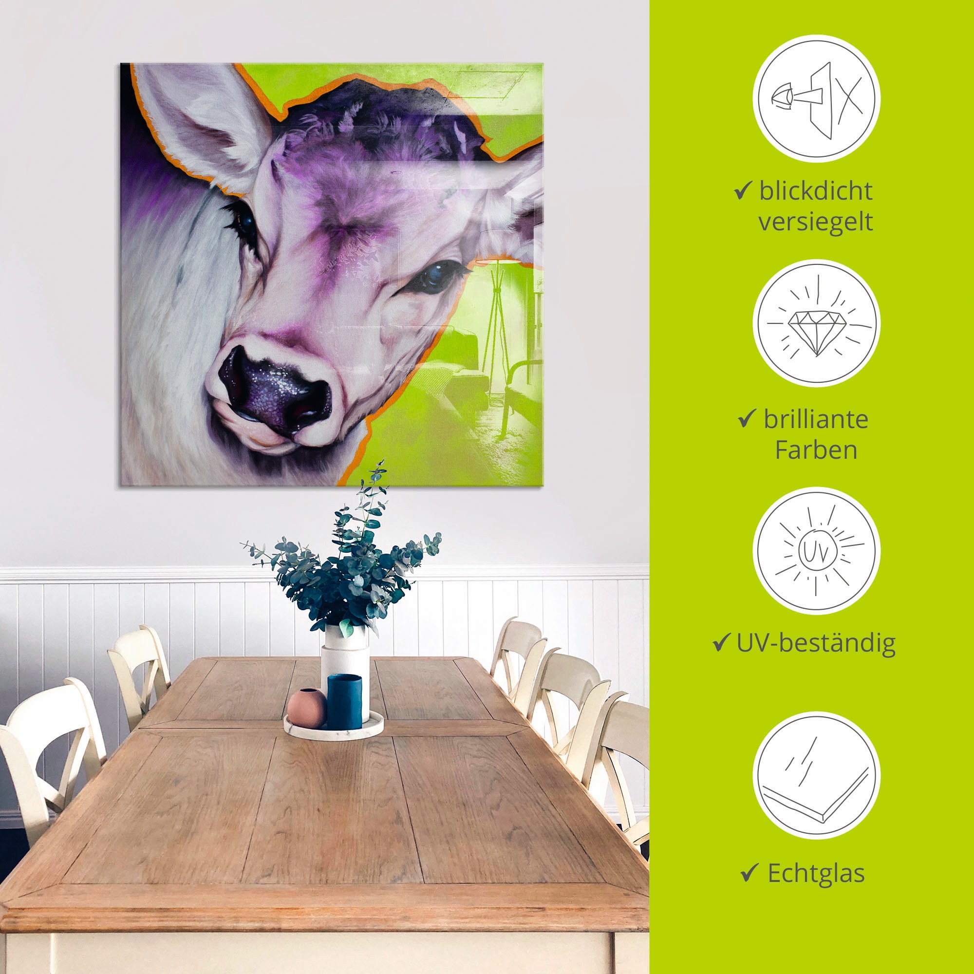 Artland Glasbild »Kuh Pretty Betty«, Haustiere, (1 St.), in verschiedenen Größen