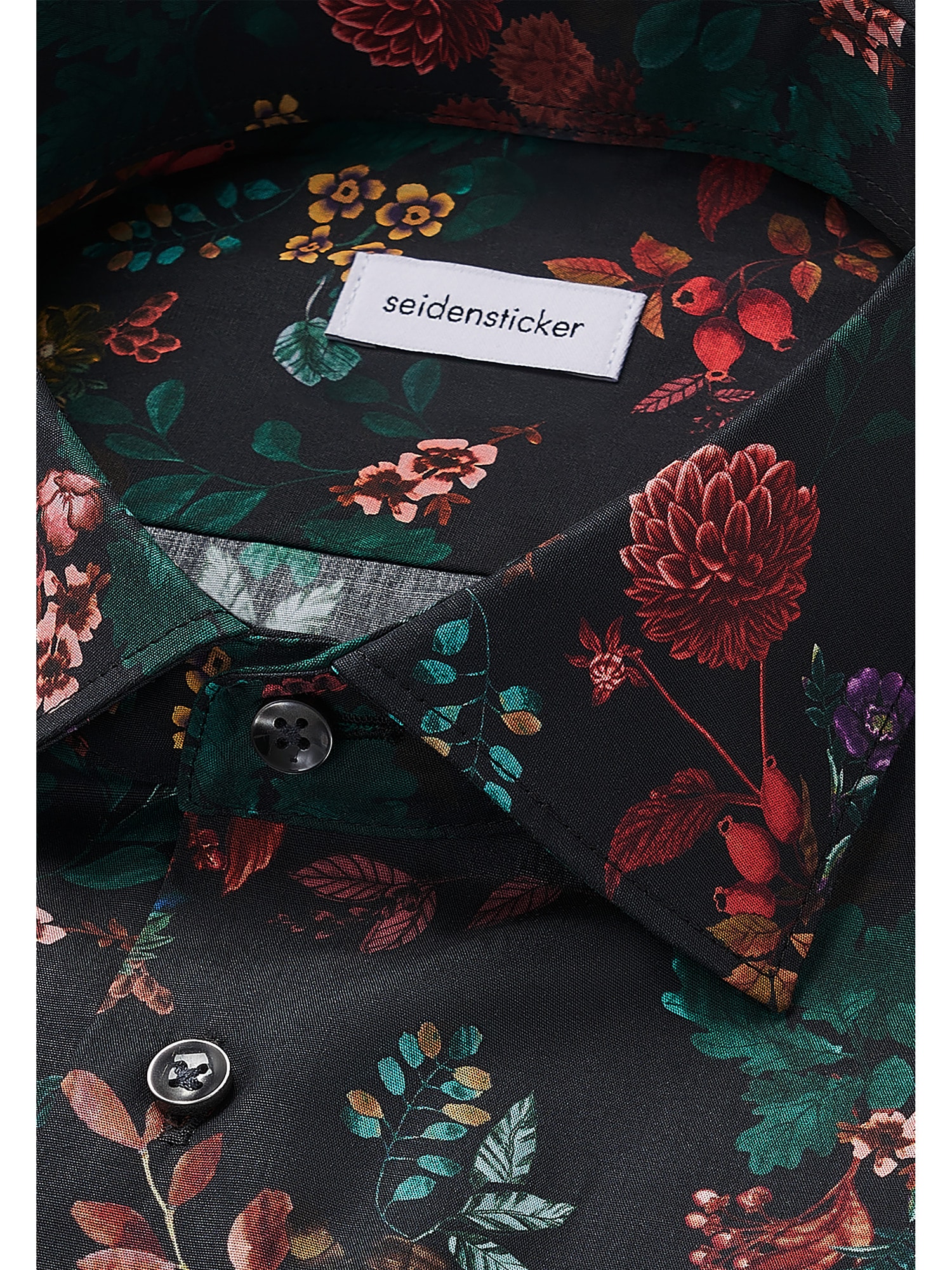 seidensticker Businesshemd »Schwarze Rose«, Slim 1/1 Kentkragen Geblümt