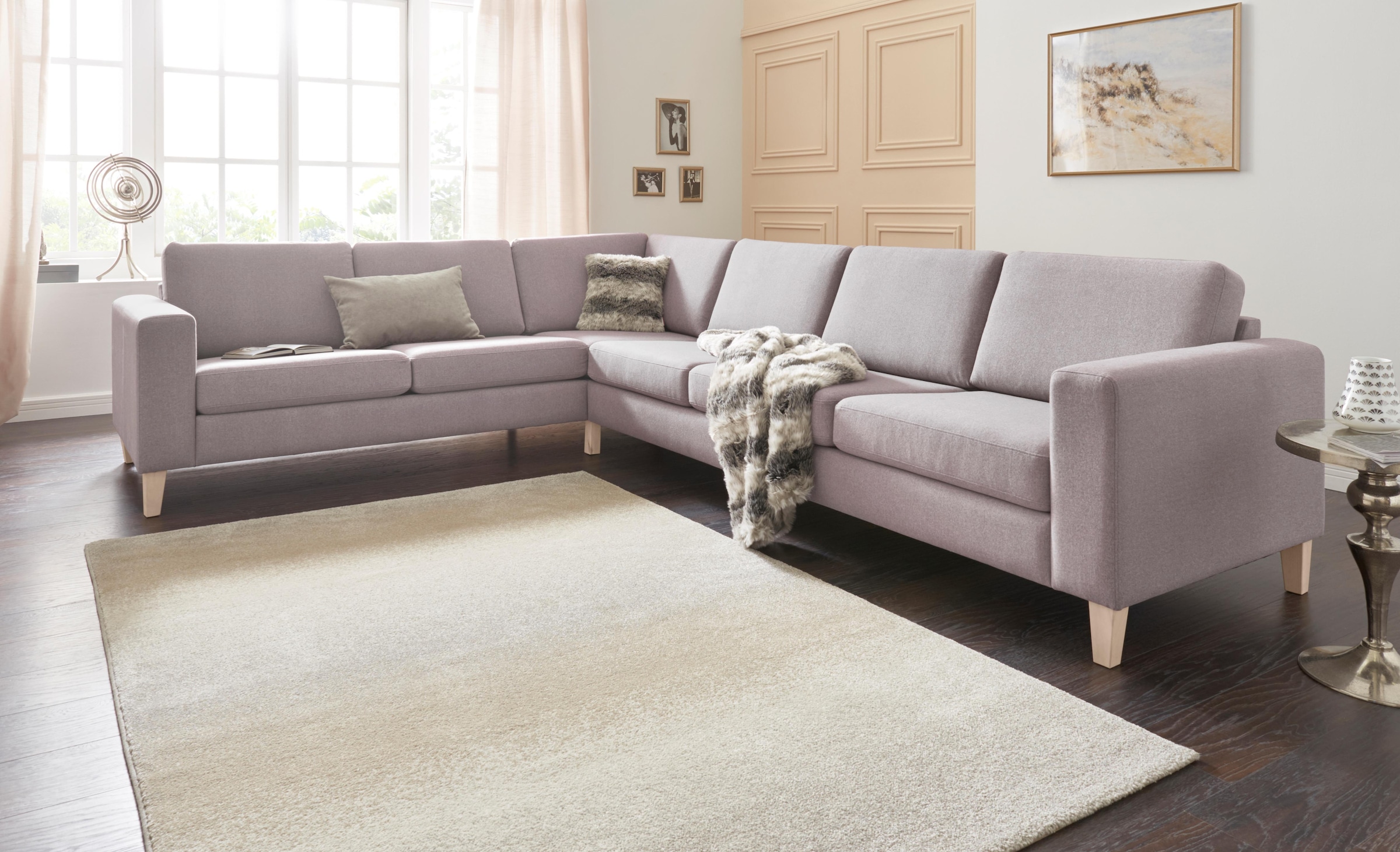 ATLANTIC home collection Ecksofa »Terra L-Form«, mit Wellenunterfederung, langer Schenkel links oder rechts montierbar