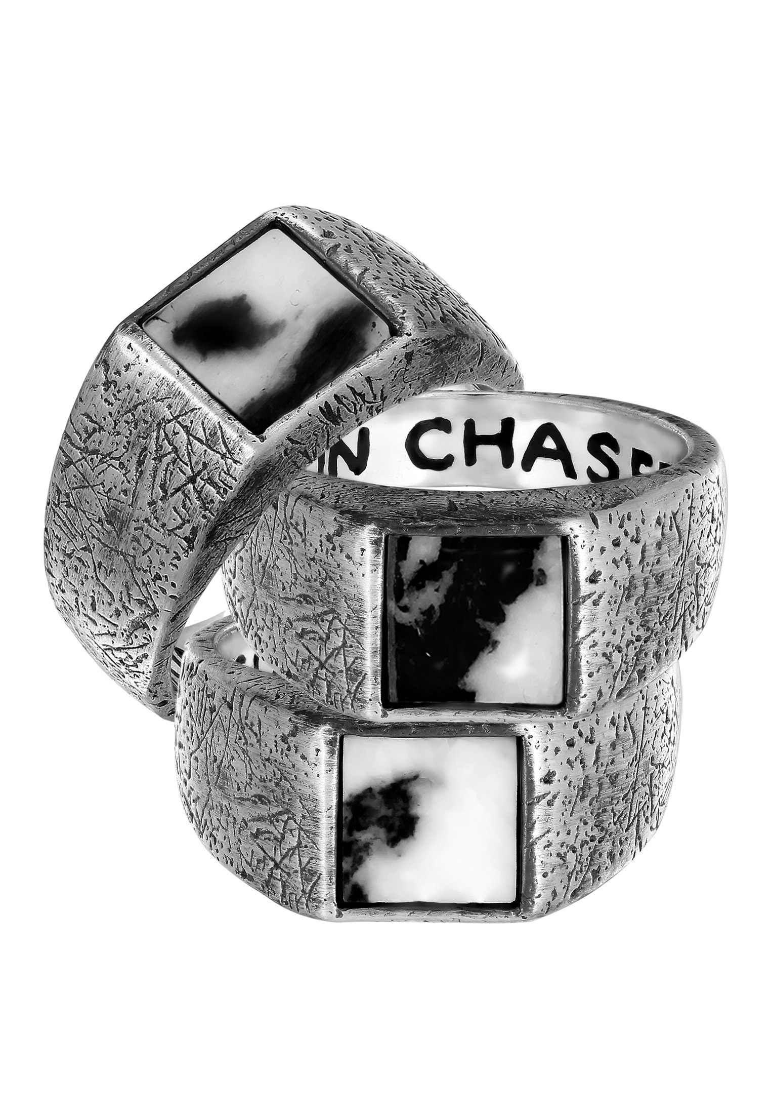 HAZE & GLORY Siegelring »Ring Siegelring Quarz Edelstein Schwarz-Weiß 925 Sterling Silber«