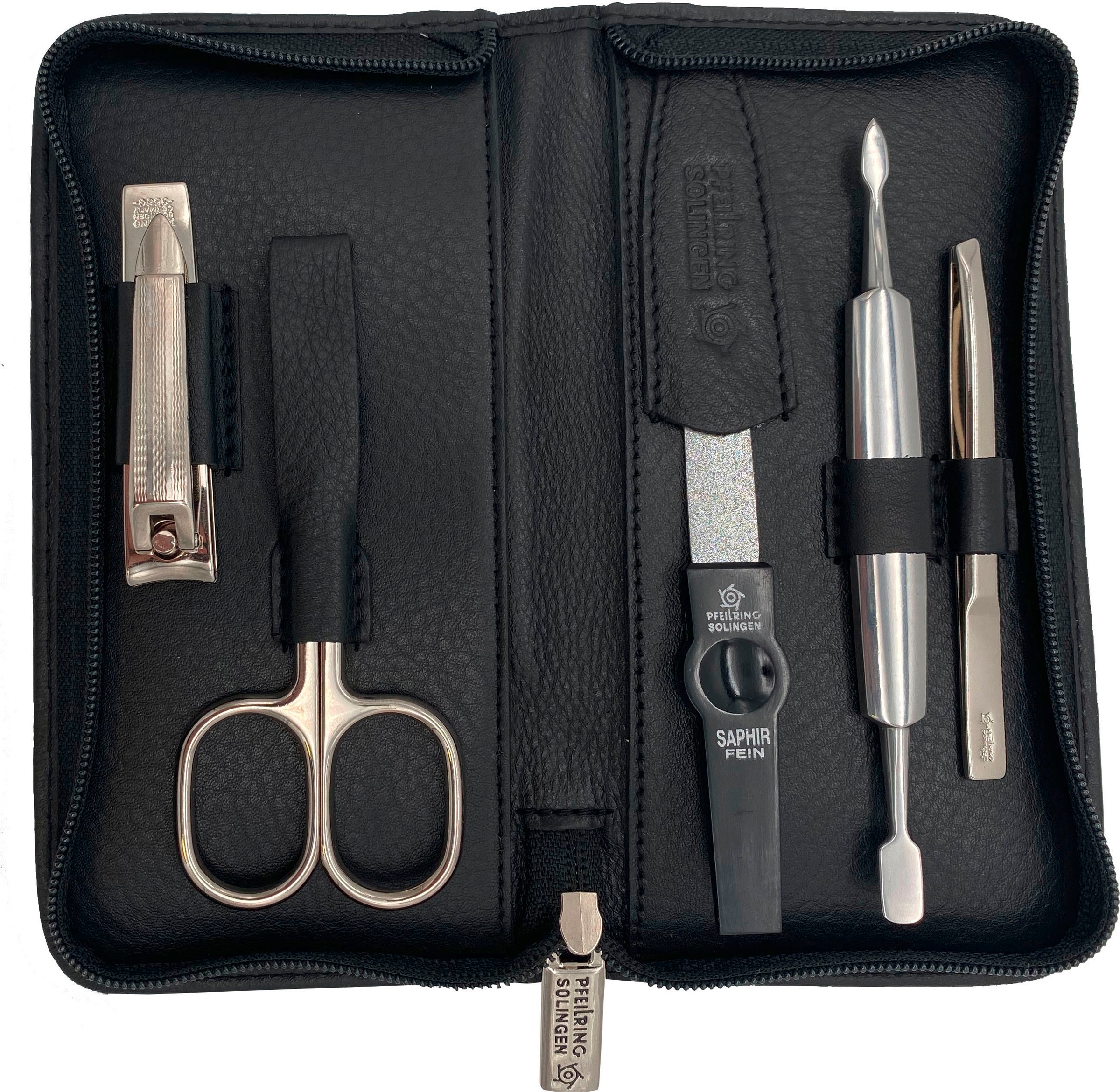 PFEILRING Maniküre-Etui, (5 tlg.), Nappaleder