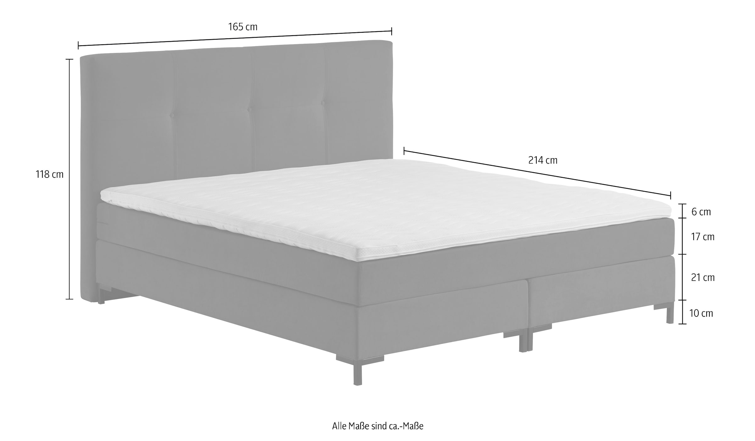 ATLANTIC home collection Boxspringbett »Romy« Taschen-Federkernmatratze, inkl. Topper