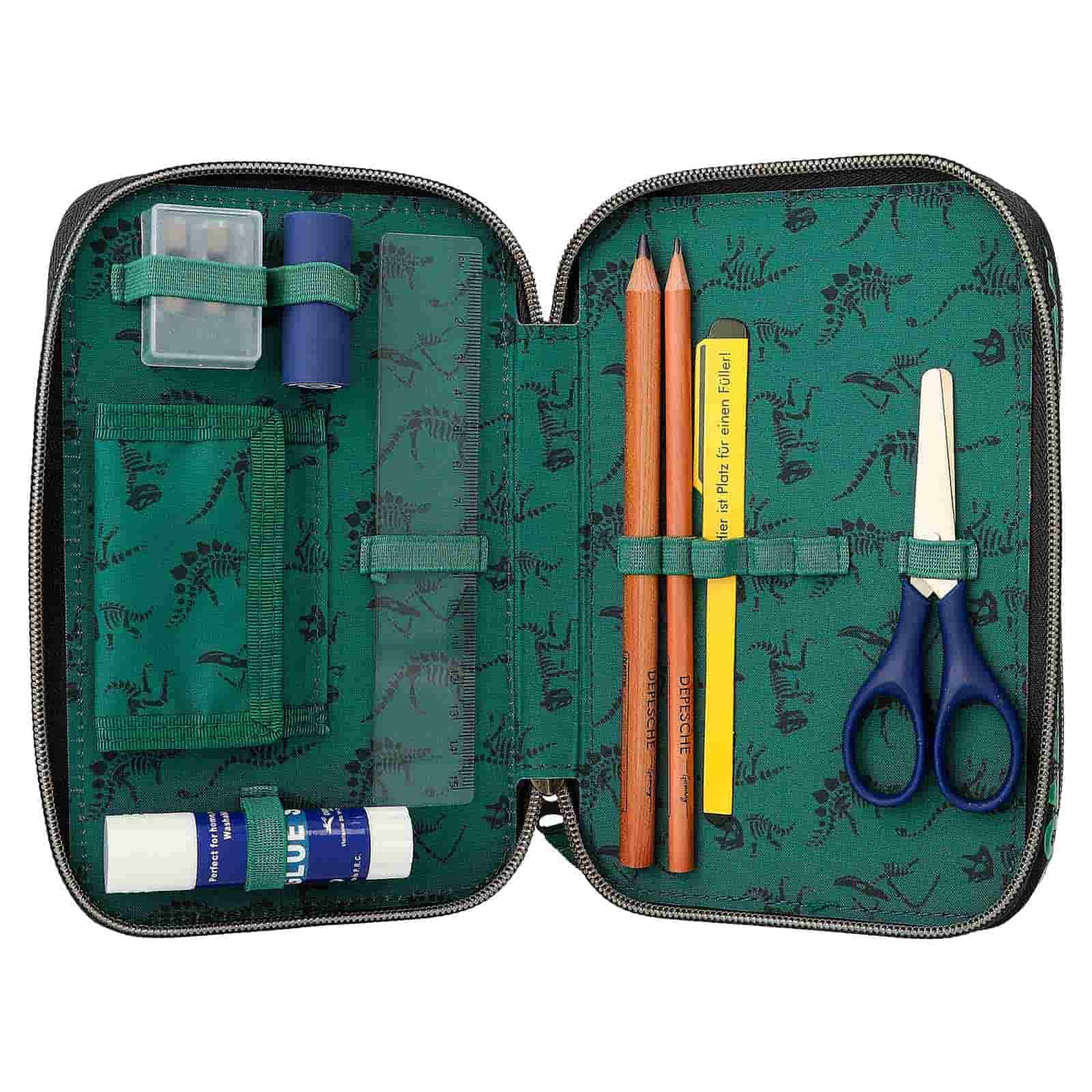 Depesche Buntstift »3-Fach Federtasche mit 3D Effekt Dino World 20 x 13 cm grün«