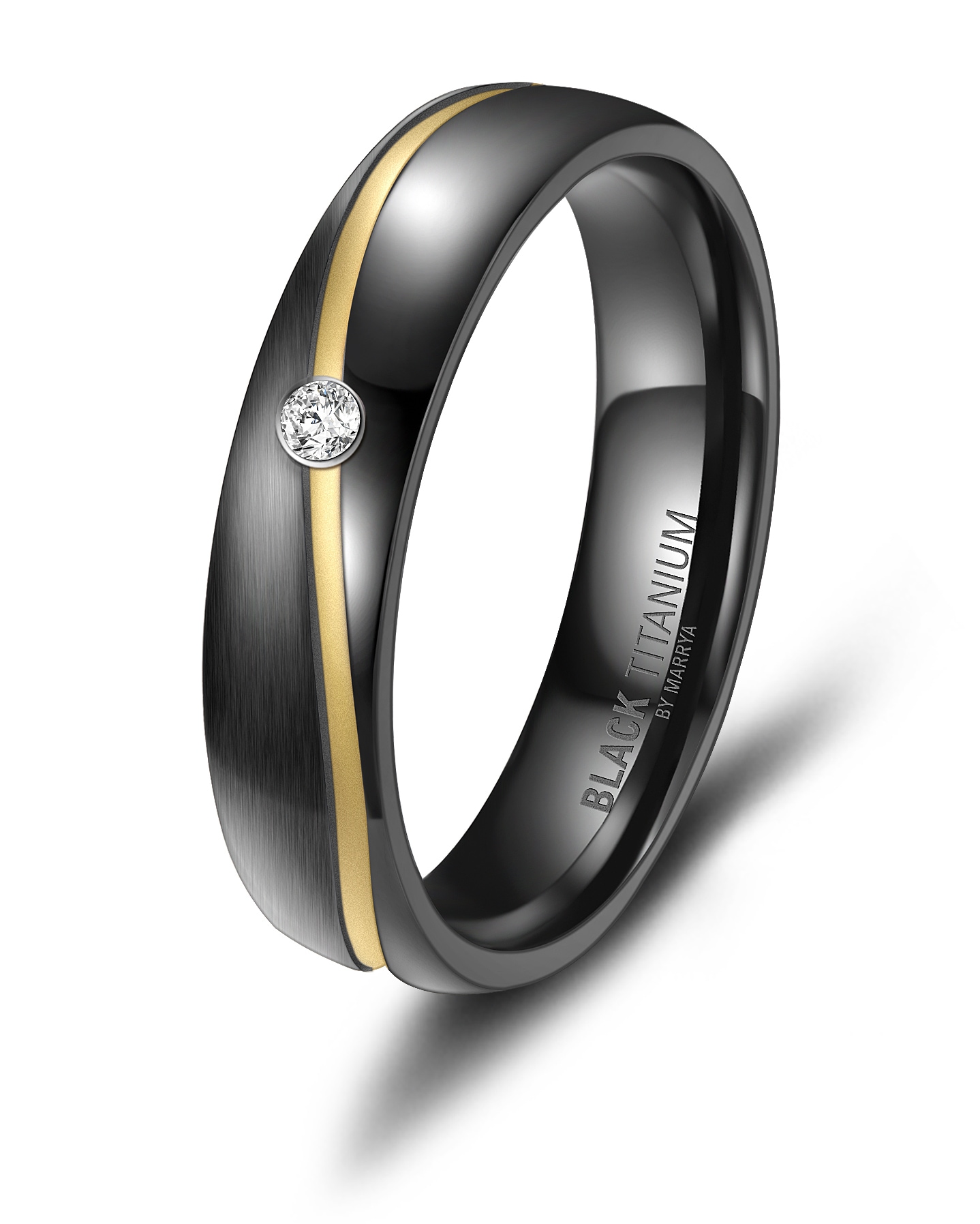 Marrya Perlenring »BLACK TITANIUM by MARRYA Black Titanium - Zirkonium Trauring Ehering Partnerring«