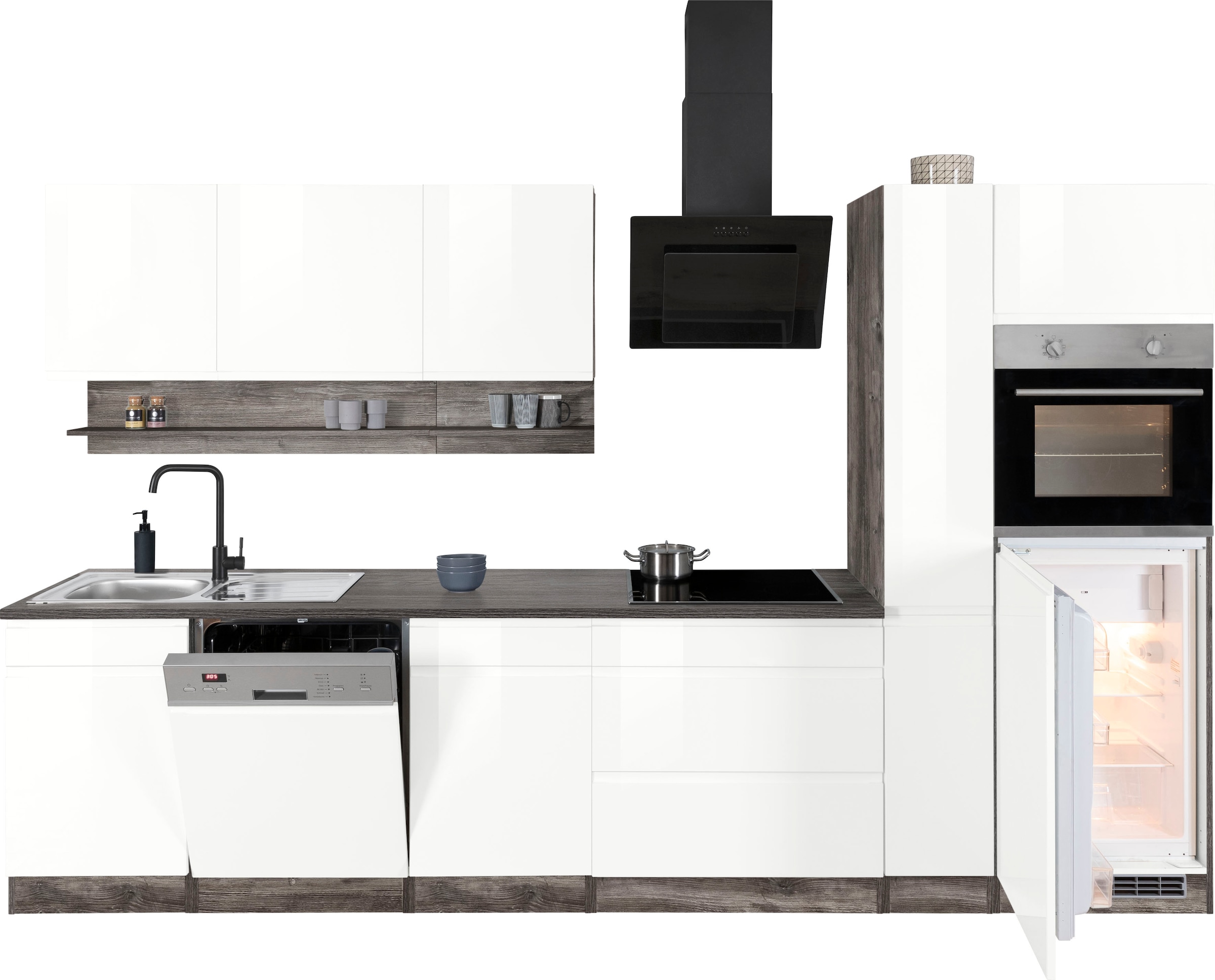 KOCHSTATION Küchenzeile »KS-Virginia«, Breite 330 cm, ohne E-Geräte