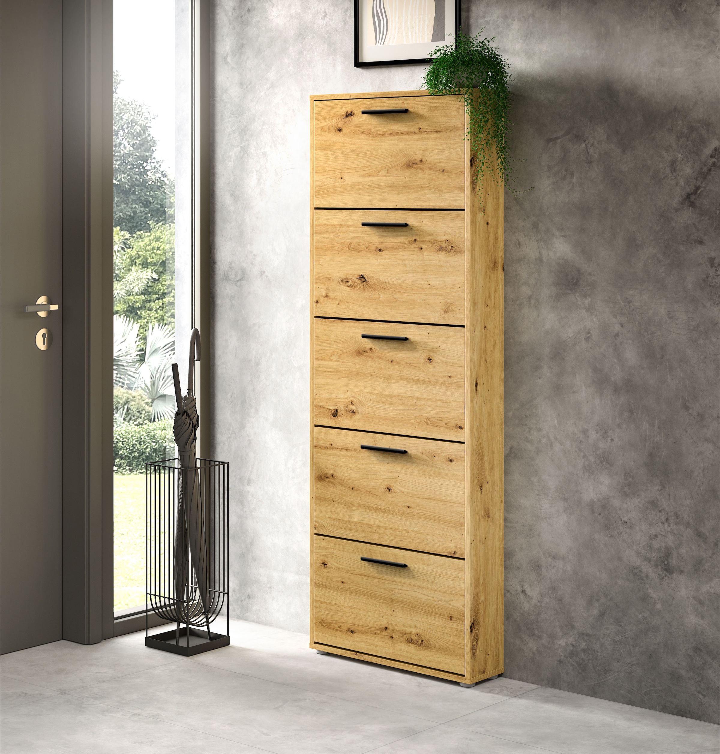 HBZ Schuhkommode »Sam Schuhkipper, Schuhschrank BxHxT 59x169x17 cm«, (1 St.), mit 5 Klappen