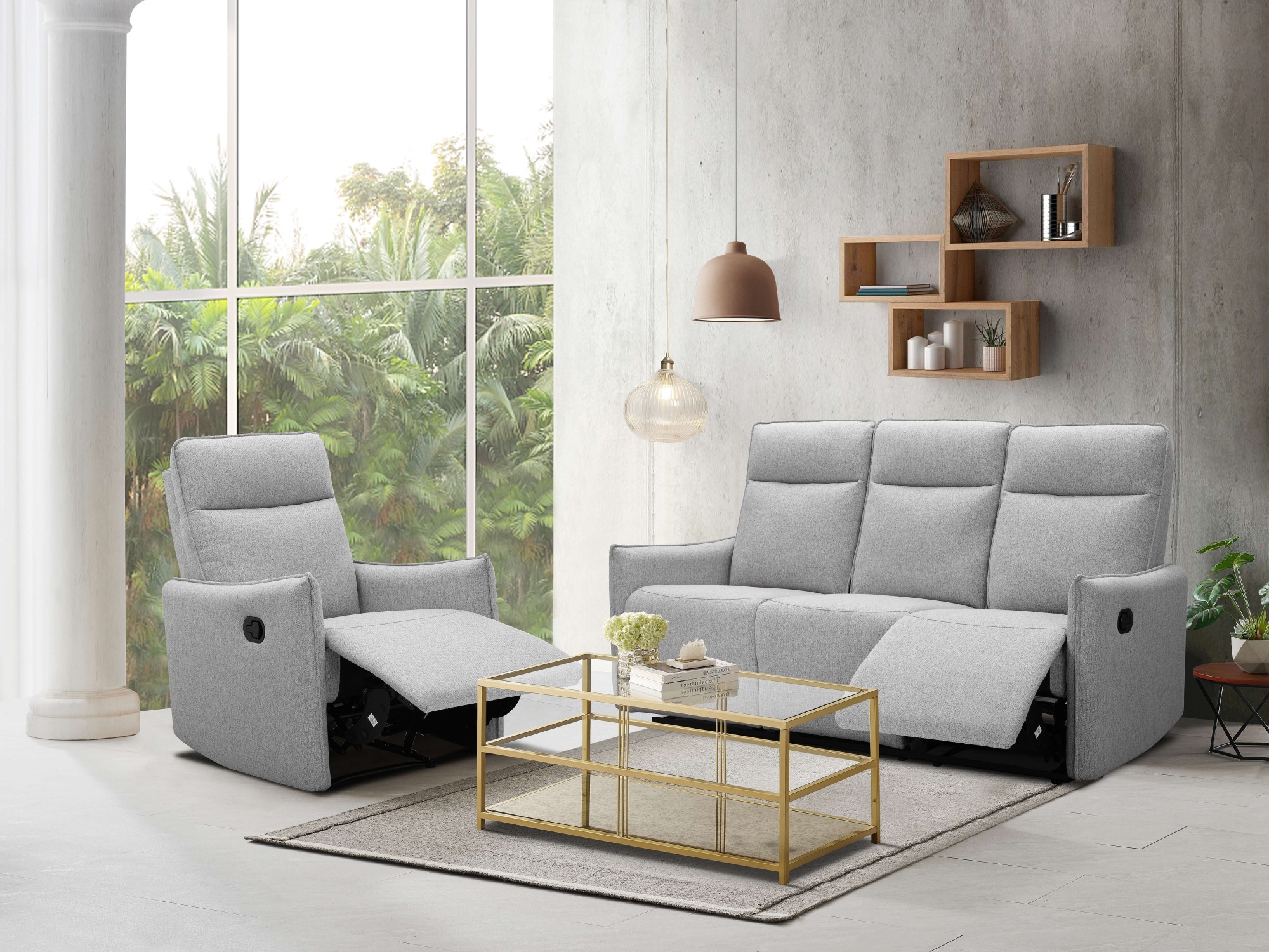 Dorel Home 3-Sitzer »Lugo, Kinosofa mit Reclinerfunktion in Kunstleder und Webstoff«, mit manueller Relaxfunktion in 2 Sitzen