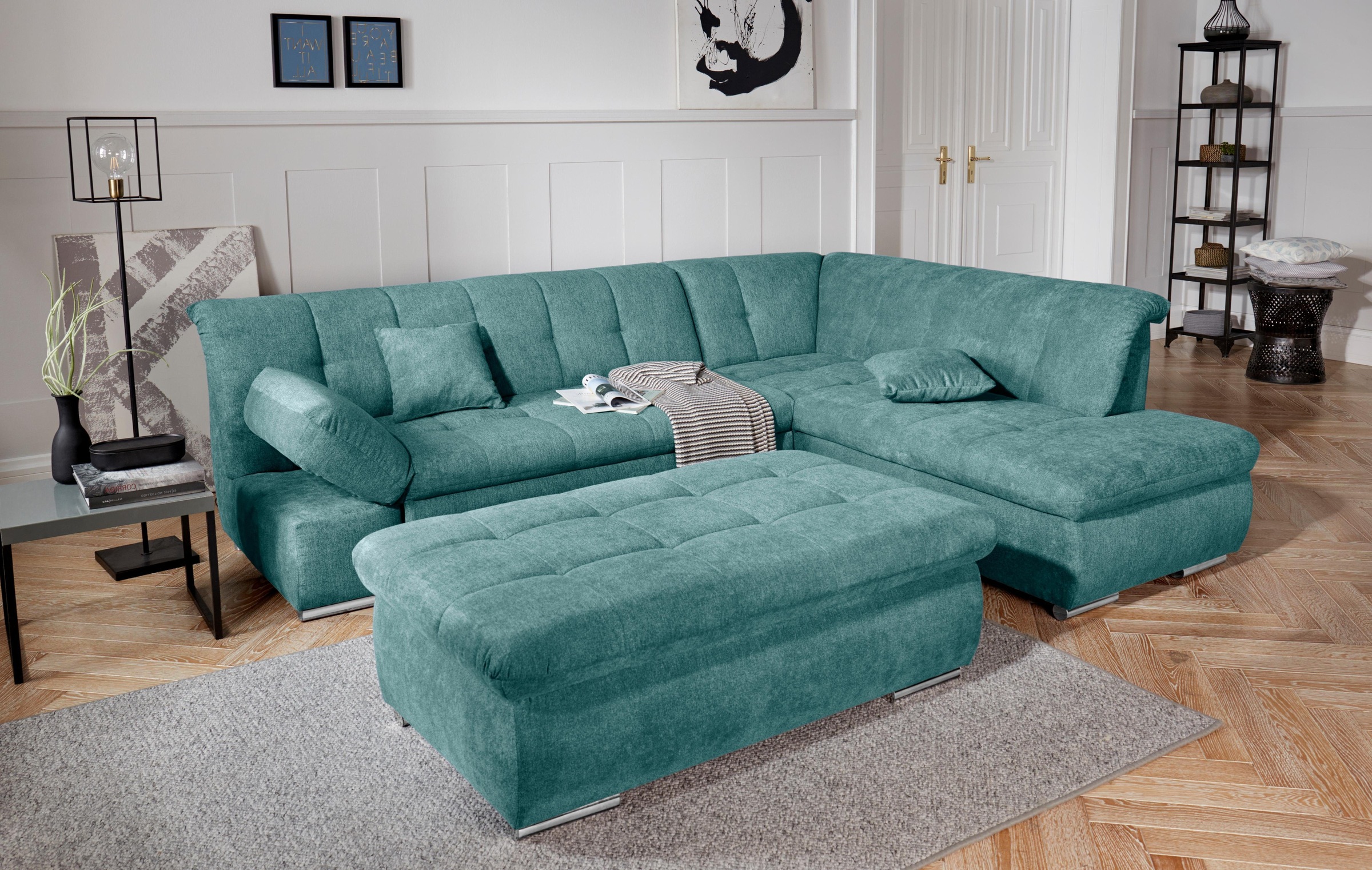 DOMO collection Ecksofa »Mona L-Form«, wahlweise mit Bett- und Armlehnfunktion