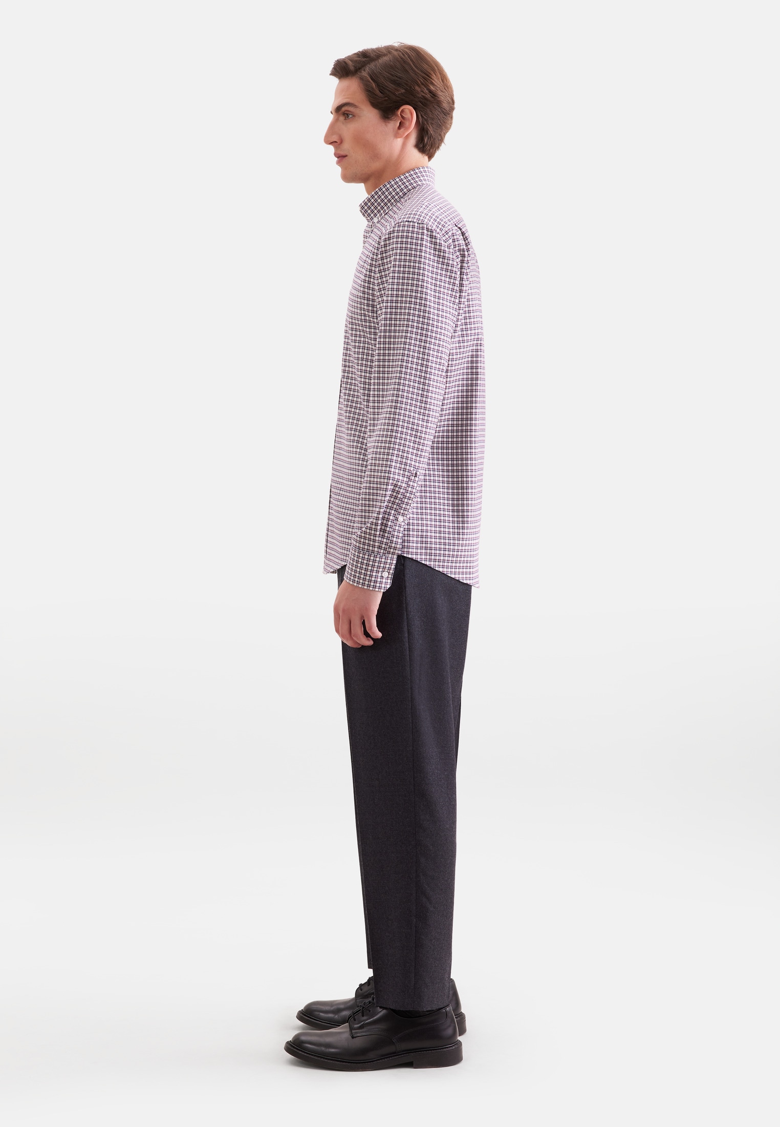 seidensticker Flanellhemd »Schwarze Rose« Regular 1/1 Button-Down-Kragen Karo