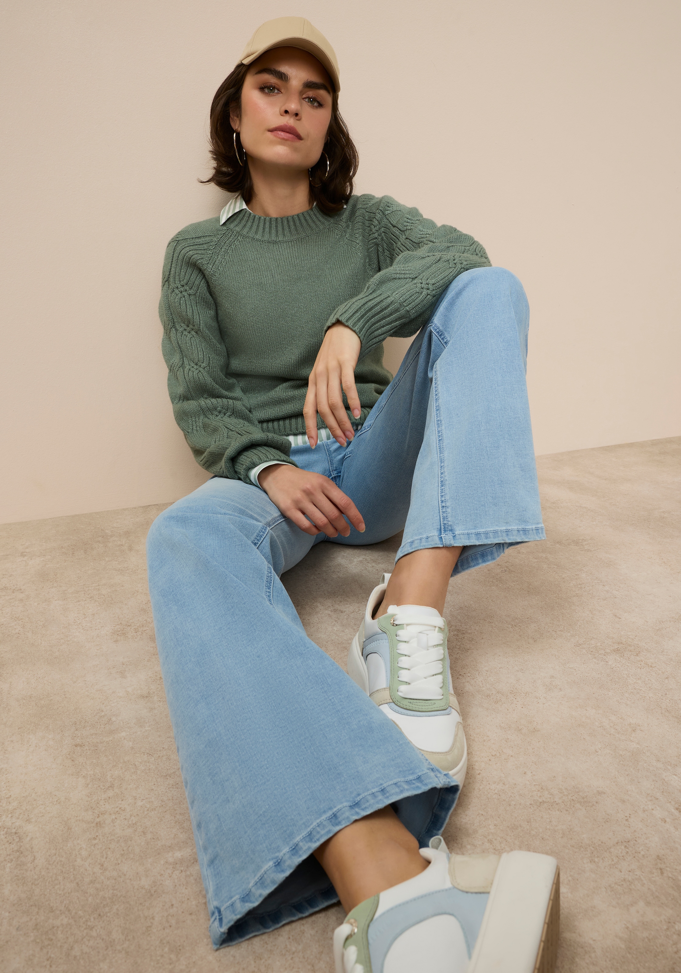 Tamaris Strickpullover mit Rundhals-Ausschnitt und Zopfmuster