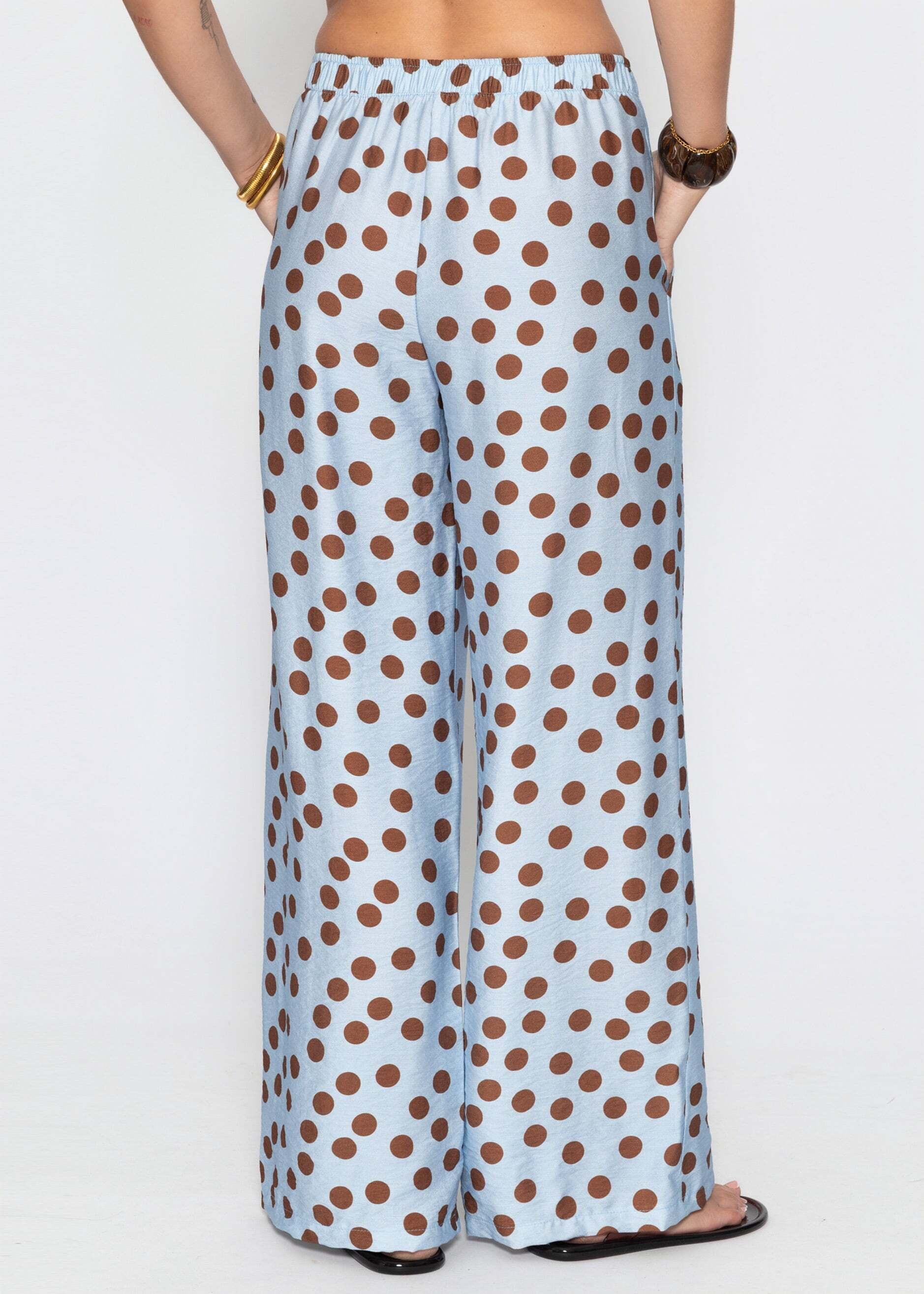 SASSYCLASSY Stoffhose »Hose mit Polka-Dots«  Lockere Viskosehose mit elastischem Bund und Taschen Hellblau