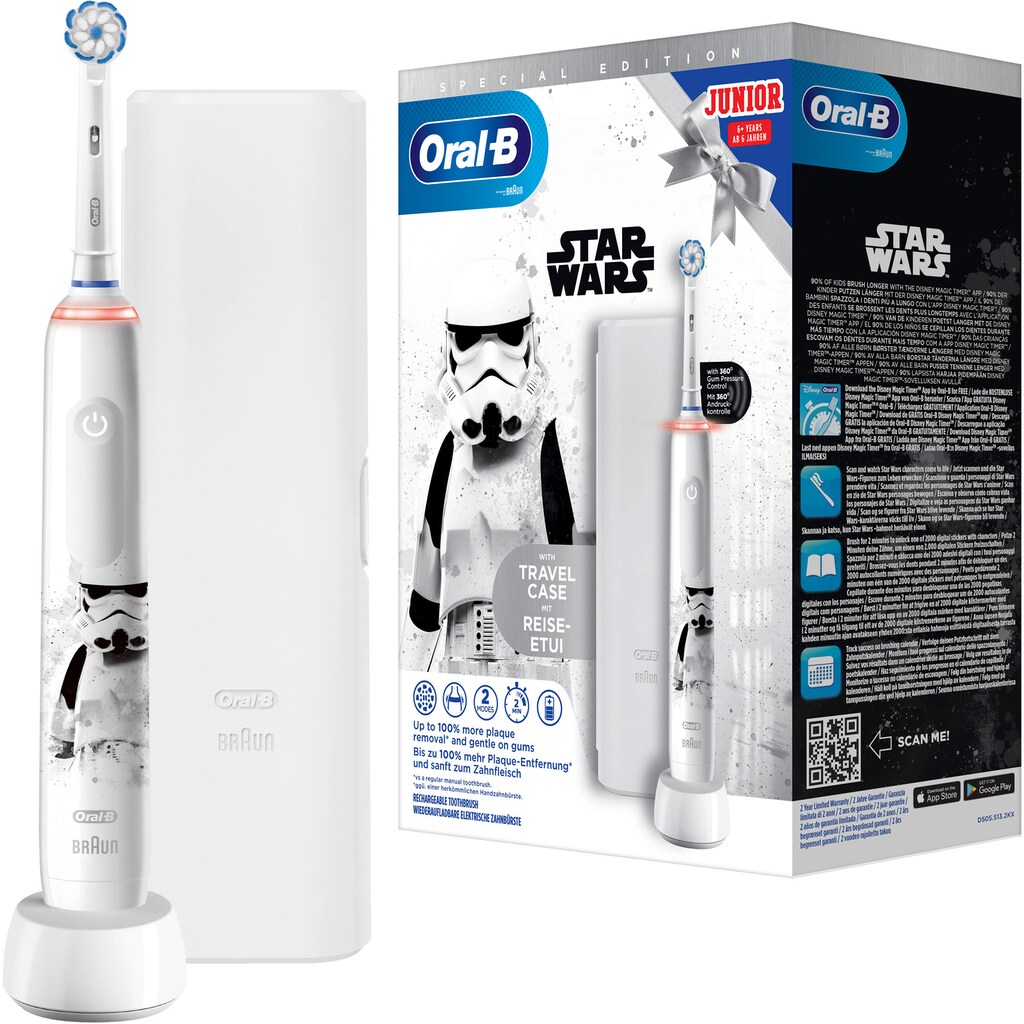 Oral-B Elektrische Kinderzahnbürste »Junior Star Wars«, 1 St. Aufsteckbürsten