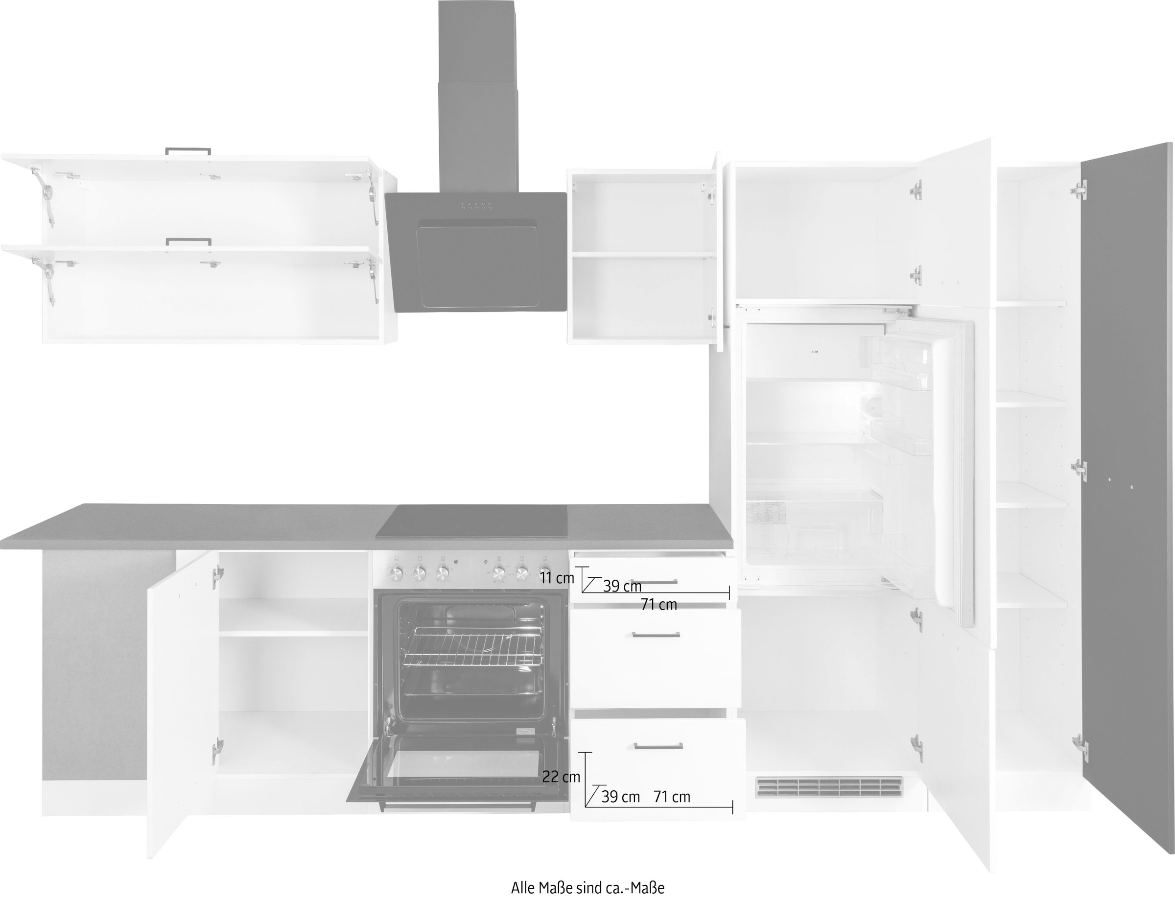 HELD MÖBEL Winkelküche »Trier«, ohne E-Geräte, Stellbreite 220/330 cm