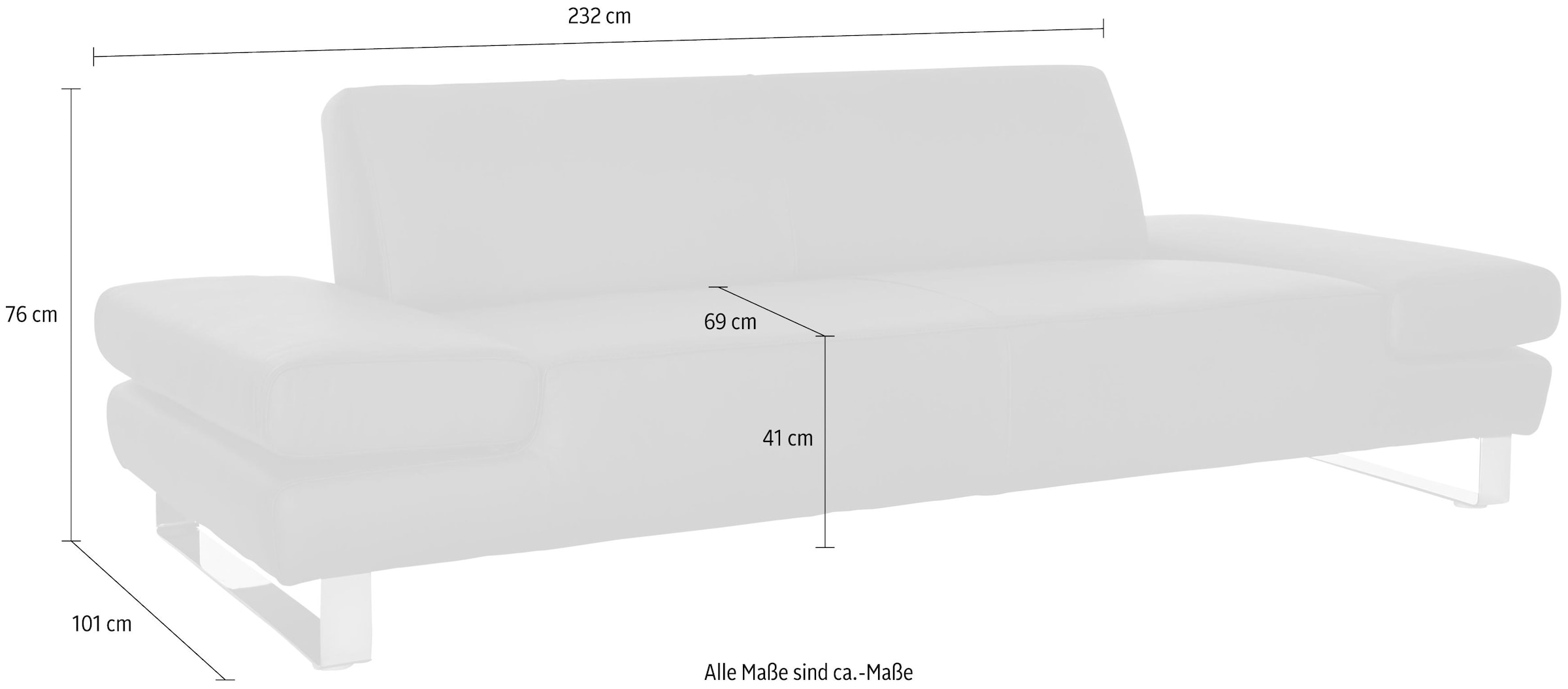 W.SCHILLIG 3-Sitzer »taboo Designsofa mit hohem Sitzkomfort«, mit Übertiefe, inklusive Armlehnenverstellung