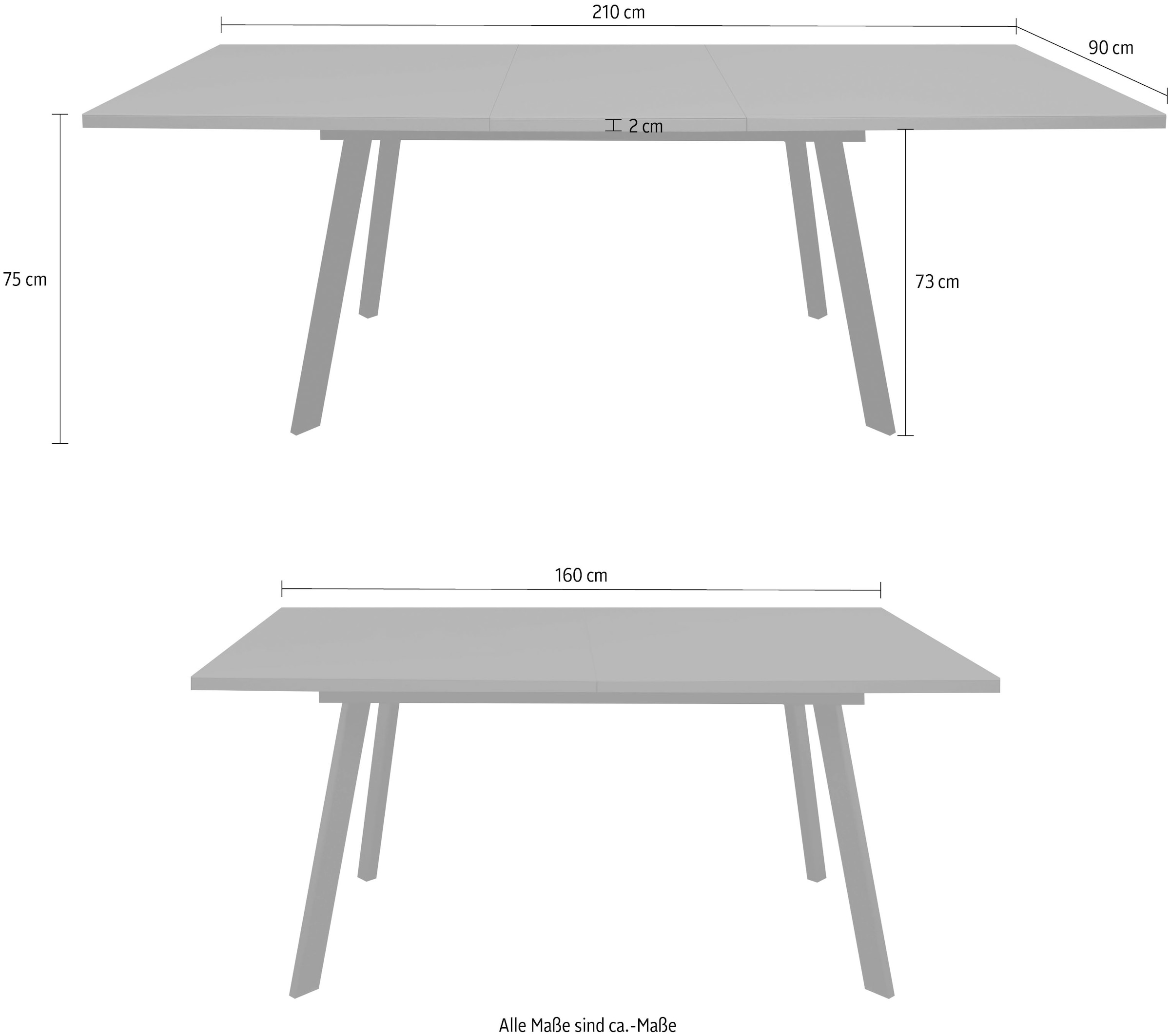 Mäusbacher Esstisch »Imola TOPSELLER!«, Mäusbacher Esstisch, Breite 160 cm, mit Glasoberplatte, 4 Metallfüße