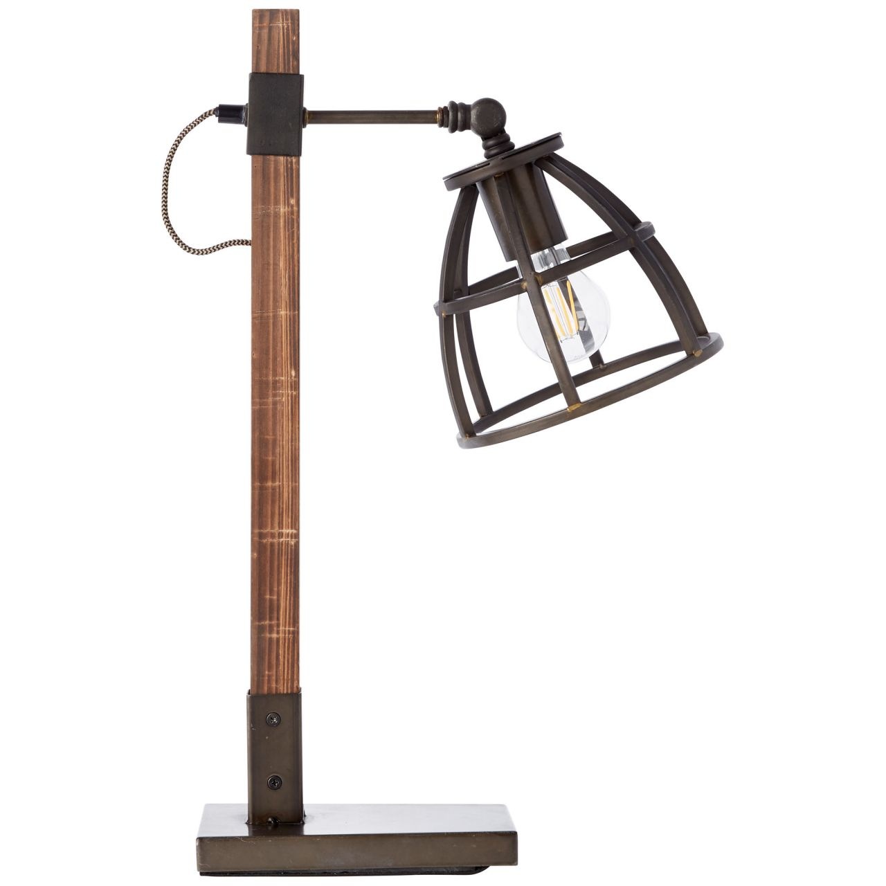 Brilliant Leuchten Tischleuchte »Matrix Wood«, E27, 1 St., Tischlampe schwarz stahl/holz