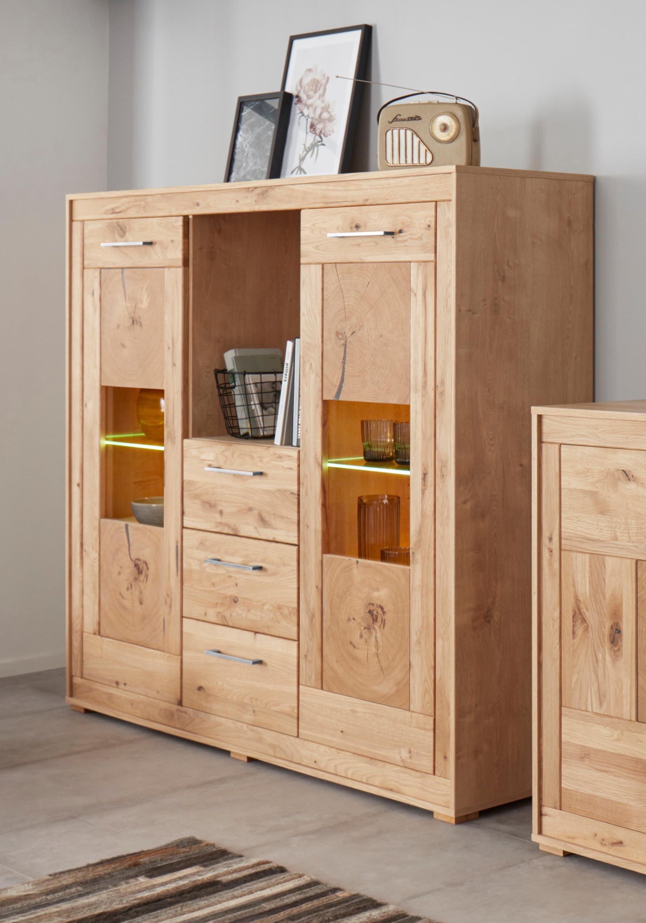 VOGL Möbelfabrik Highboard, Breite 154 cm, Teilmassivholz, Made in Germany