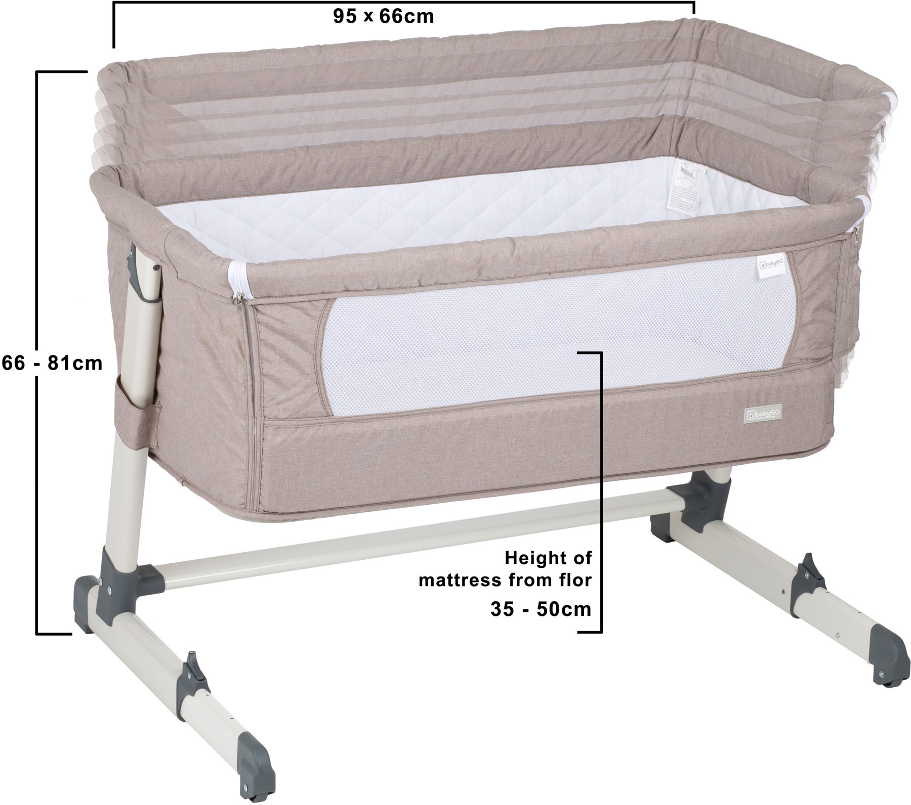 BabyGo Beistellbett »Together, beige«, faltbar