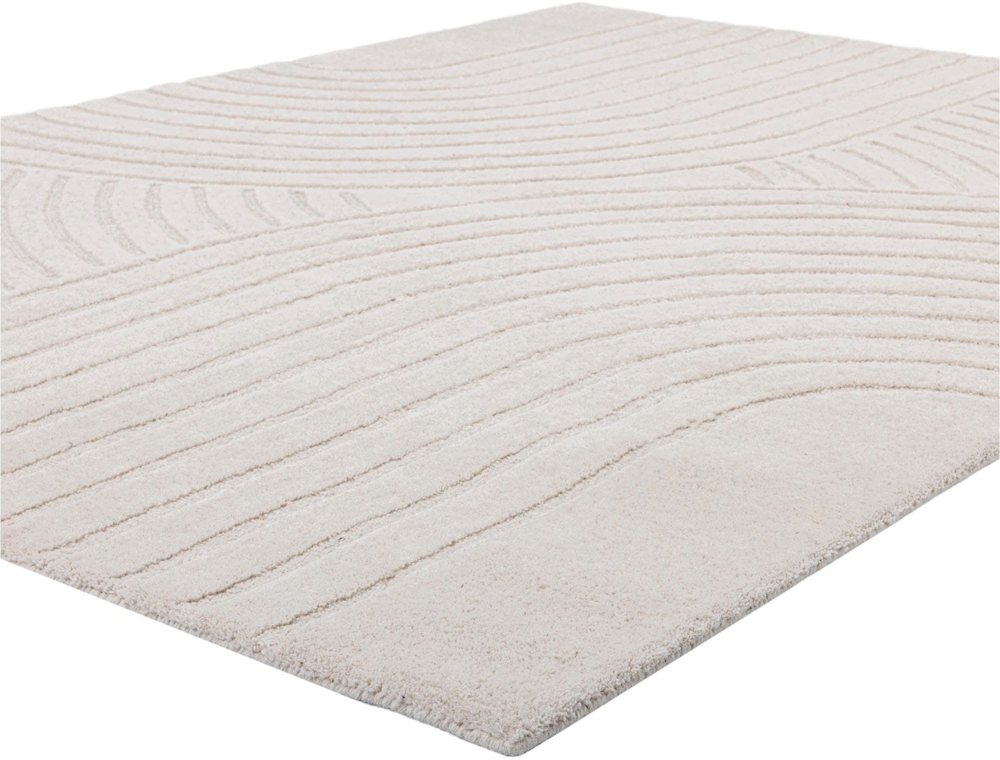 OTTO home Wollteppich »Gabbo Design, Handgefertigt, Teppich,  reine Wolle,« rechteckig 14 mm Höhe Hoch-Tief-Effekt, reine Wolle, Scandi-Look, Naturfaser