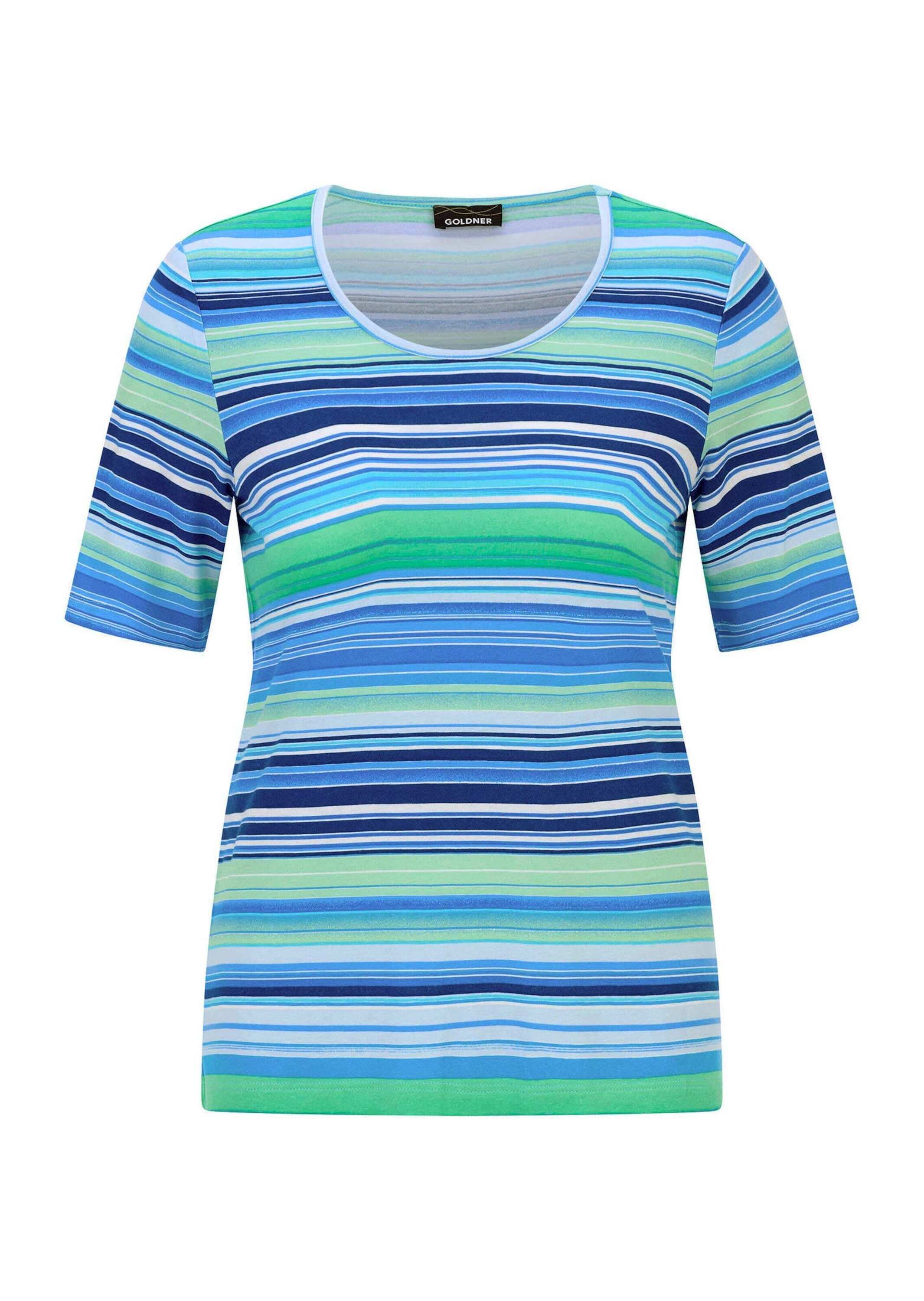GOLDNER Kurzarmshirt »Viskoseshirt mit frischem Streifenmuster« stretchbequemer Viskosejersey
