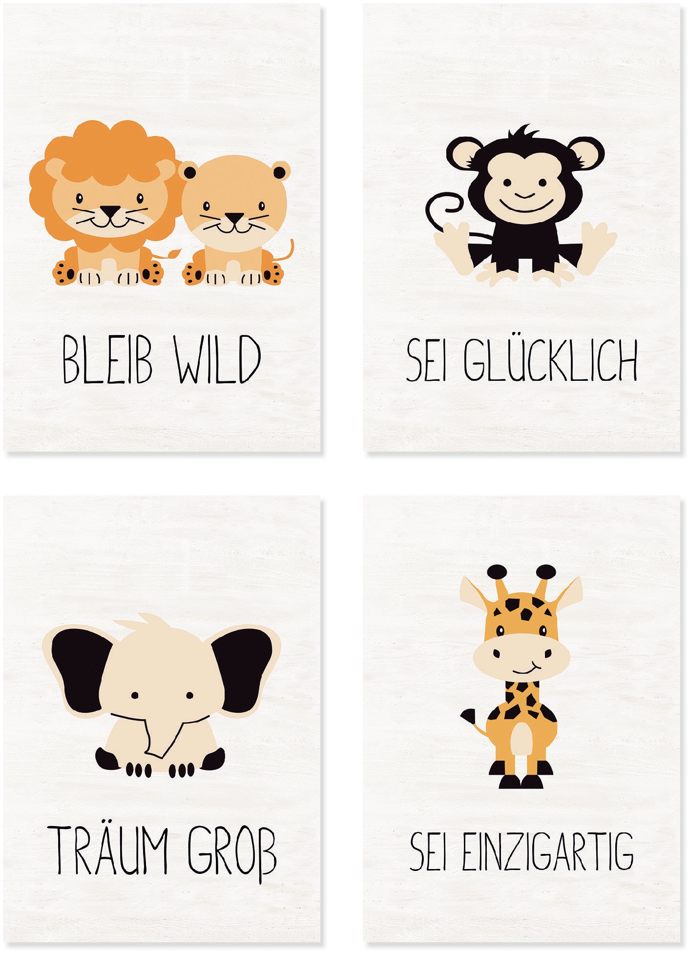 Lüttenhütt Poster »Tiere«, Größen (Set, zwei 4 Teile), St., in 4er Tiere, 4 Set