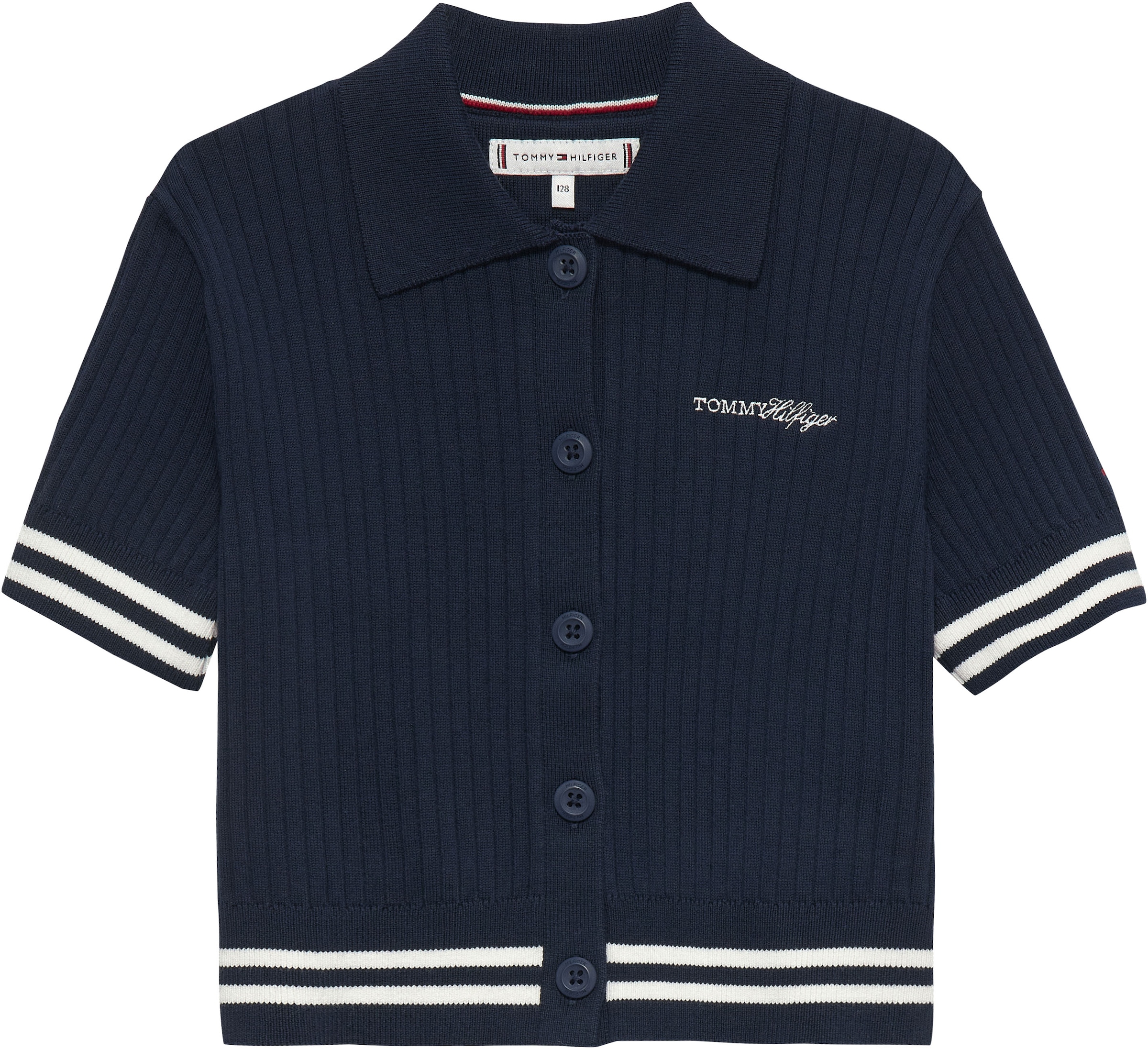 Tommy Hilfiger Strickjacke »SWEATER RIB POLO SS« Kinder bis 16 Jahre, regular fit