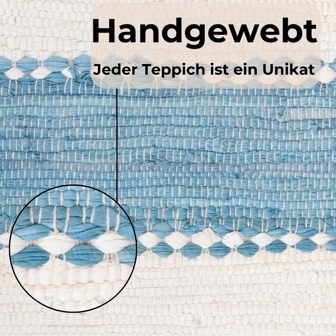 my home Teppich »Benja«, rechteckig, 10 mm Höhe, Handweb Teppich, gestreift, 90% Baumwolle, handgewebt, mit Fransen