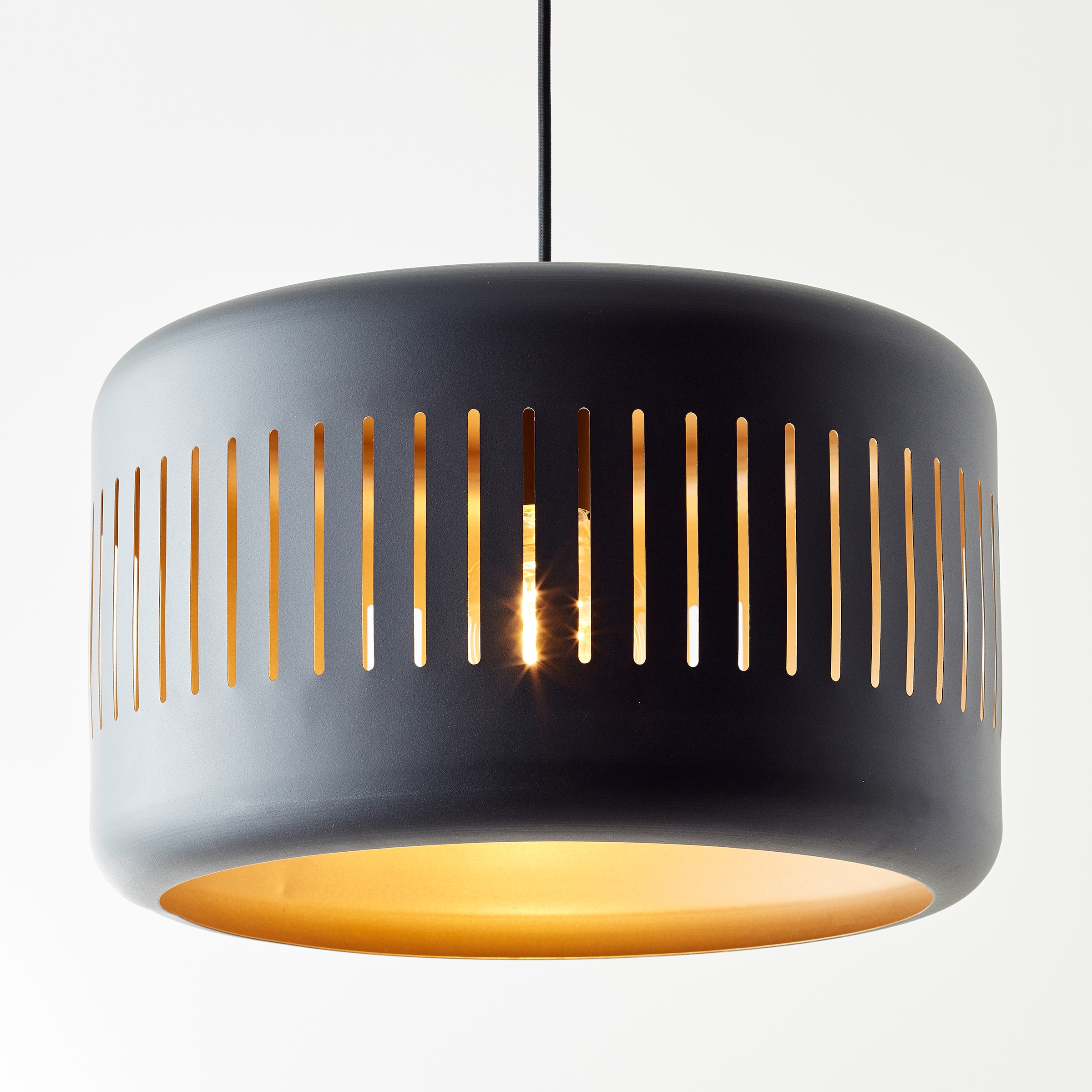 Brilliant Pendelleuchte »Tyas«, 1 flammig, Leuchtmittel E27 | ohne Leuchtmittel, 120 x 38 cm, 1 x E27, kürzbar, Metall, schwarz/goldfarben