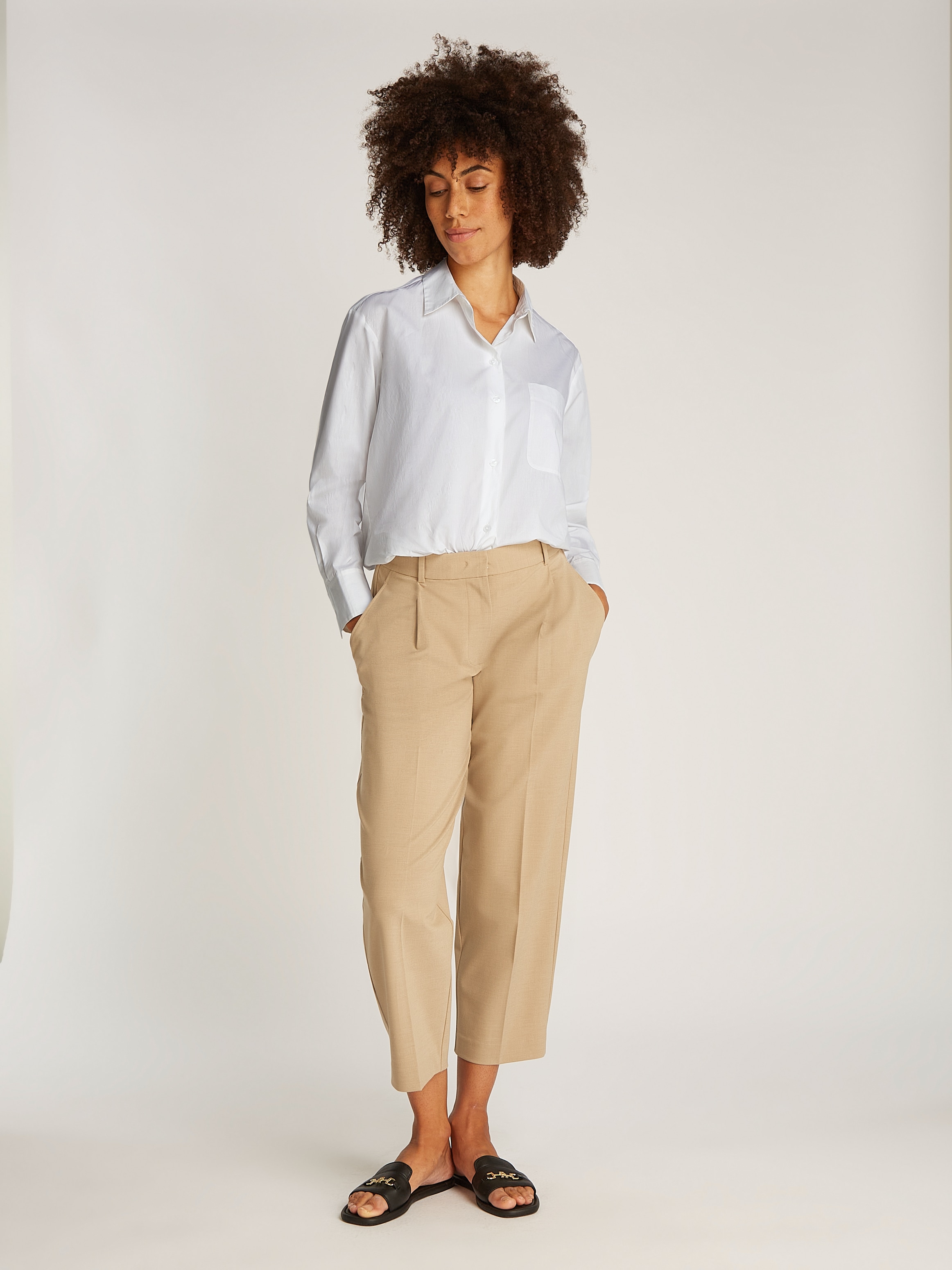 Tommy Hilfiger Hemdbluse »SOLID COTTON EASY FIT SHIRT«, mit Brusttasche