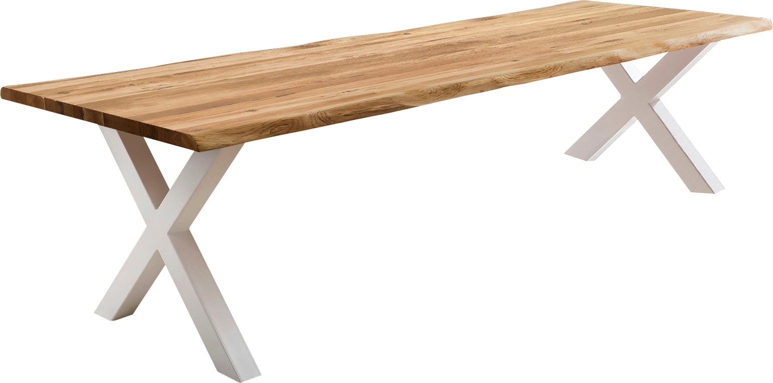 Home affaire Esstisch »Tristan« massive Balkeneiche geölt mit Baumkante