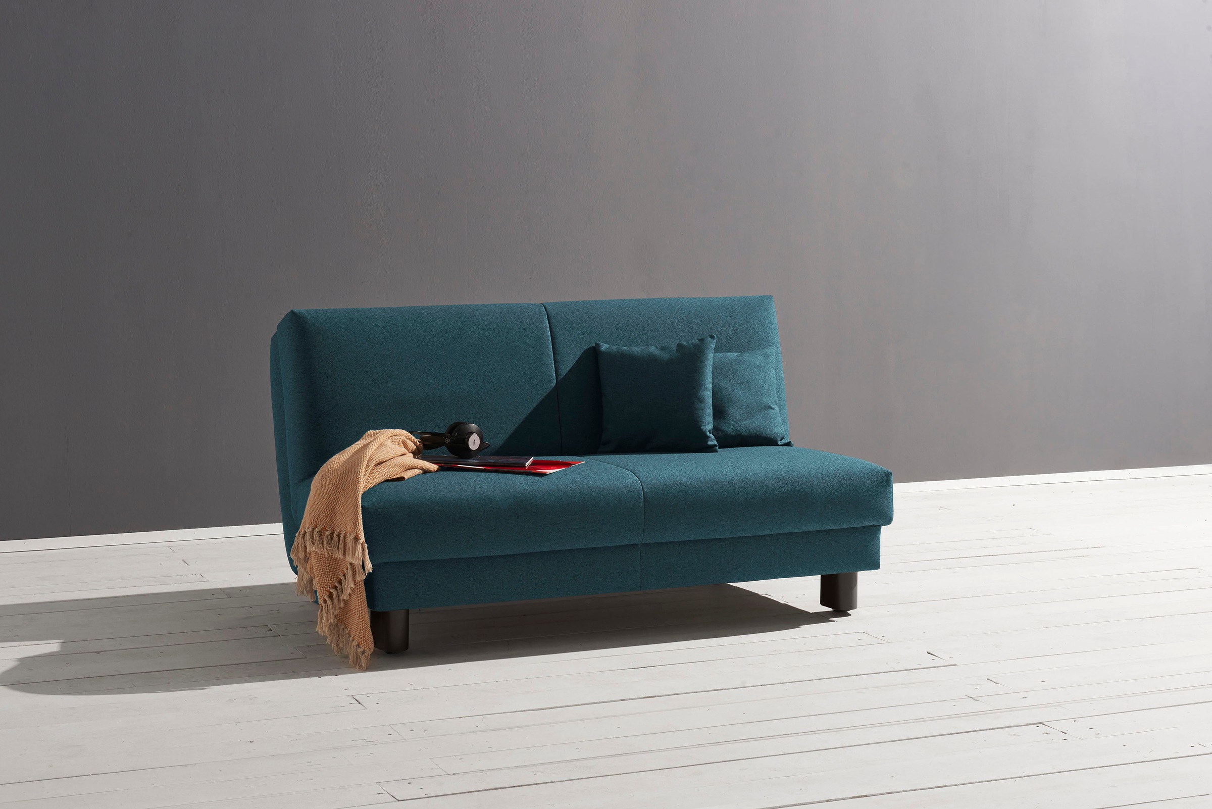 ell + ell Schlafsofa »Enny Faltsofa«, Liegefläche Breite 155 cm, Liegehöhe 45 cm, Füße schwarz, Rückenlehne wahlweise mit Relaxfunktion