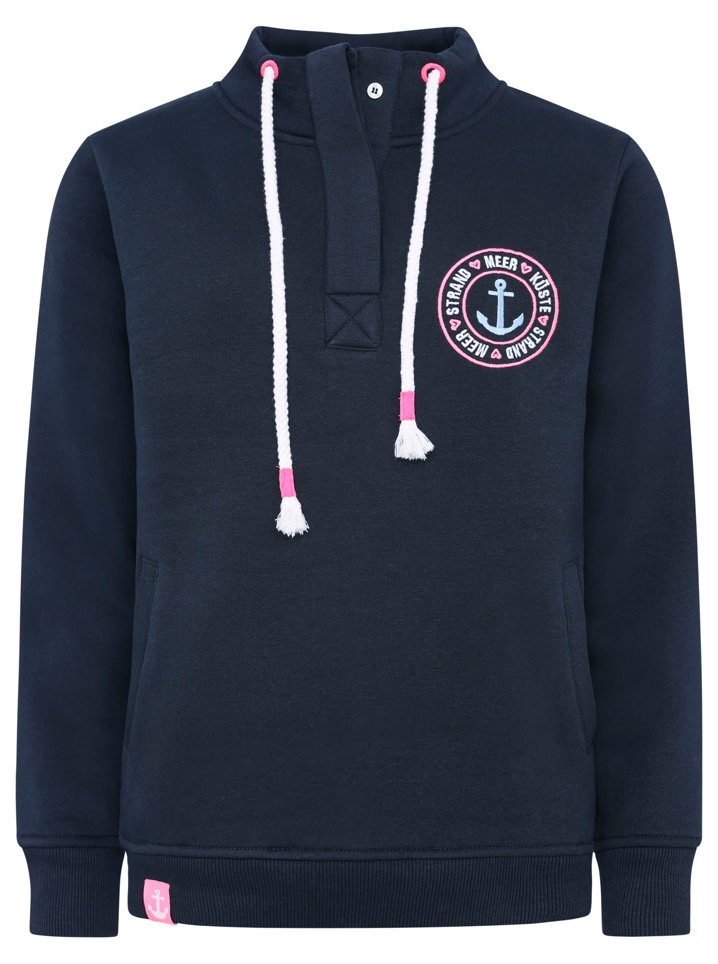 Zwillingsherz Troyer »"Anker Kreis"«, Regular Fit, mit Zipper, Stehkragen, Kordelzug, Stickerei am Rücken