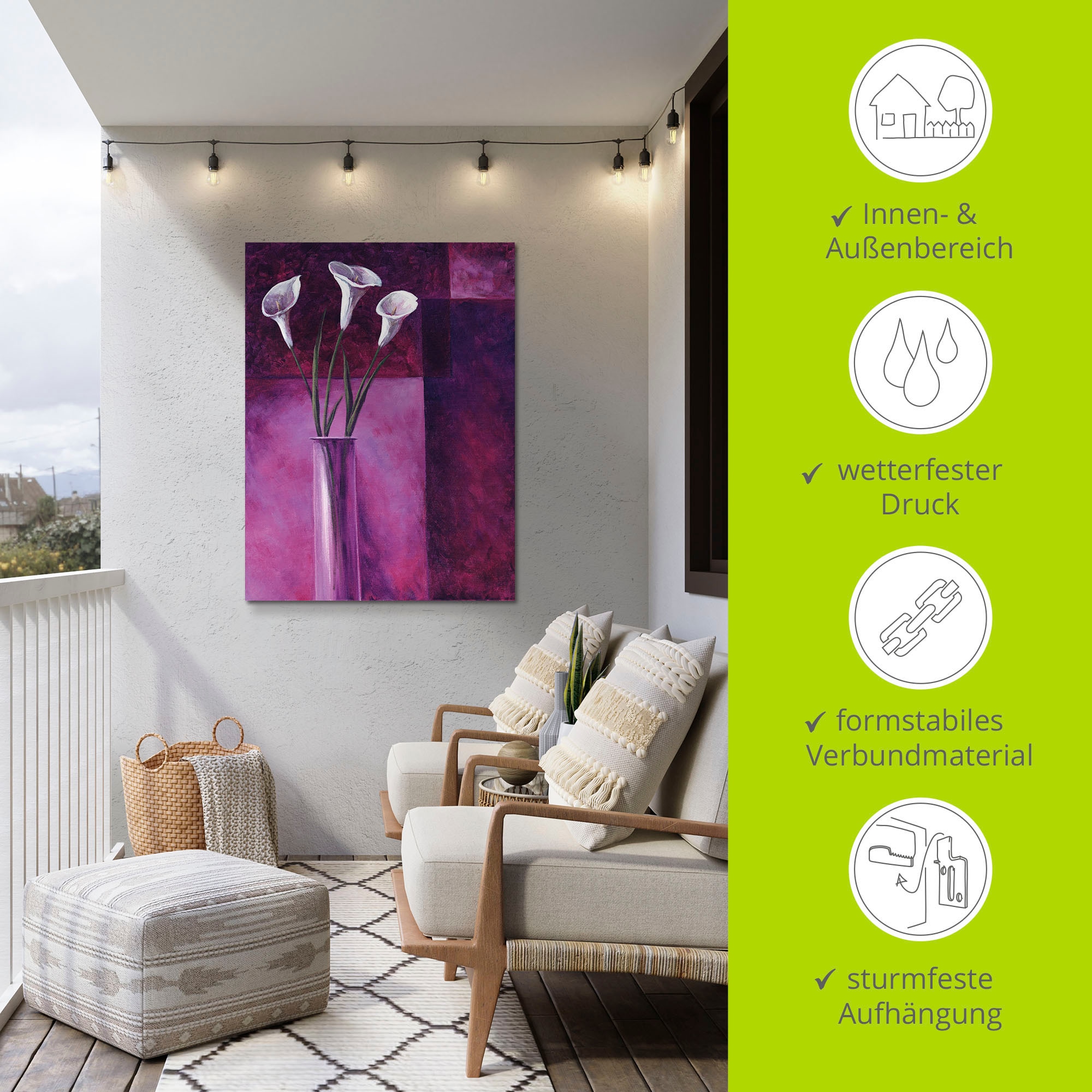 Artland Wandbild »Callas Lila«, Blumen, (1 St.), als Alubild, Outdoorbild, Leinwandbild in verschied. Größen