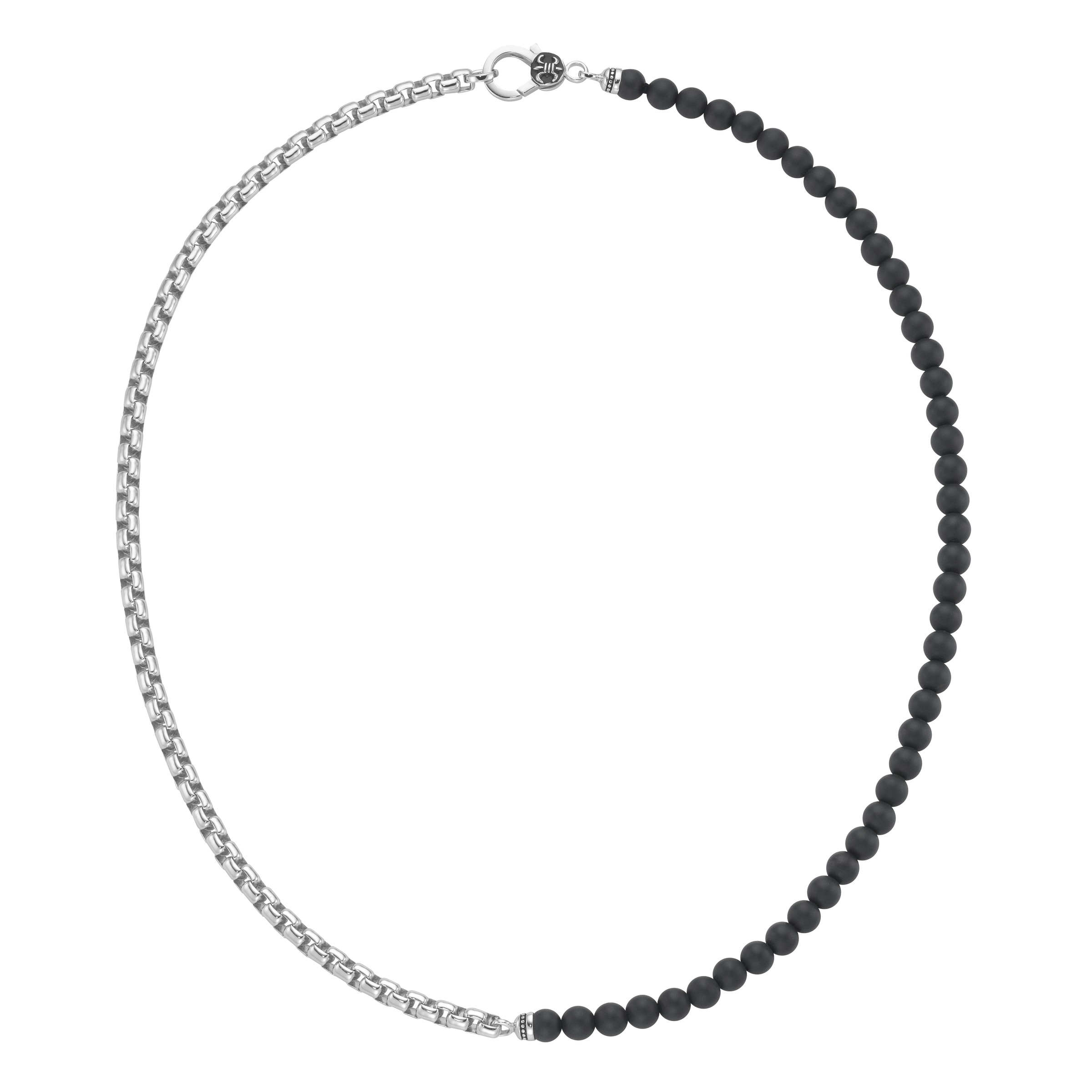 GIORGIO MARTELLO MILANO Collier »Collier Panzerkette, schwarzer Achat oder Perle, Silber 925«
